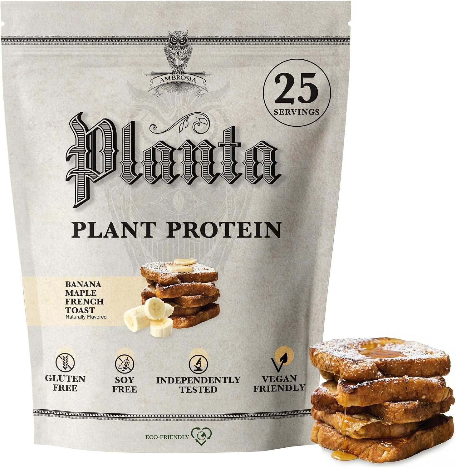 Ambrosia Plant Based Protein Powder 20g | Clean Vegan Pea Protein Powder | Gluten & Dairy Free, Keto Friendly, No Added Sugar | 25 Servings | Banana Maple
