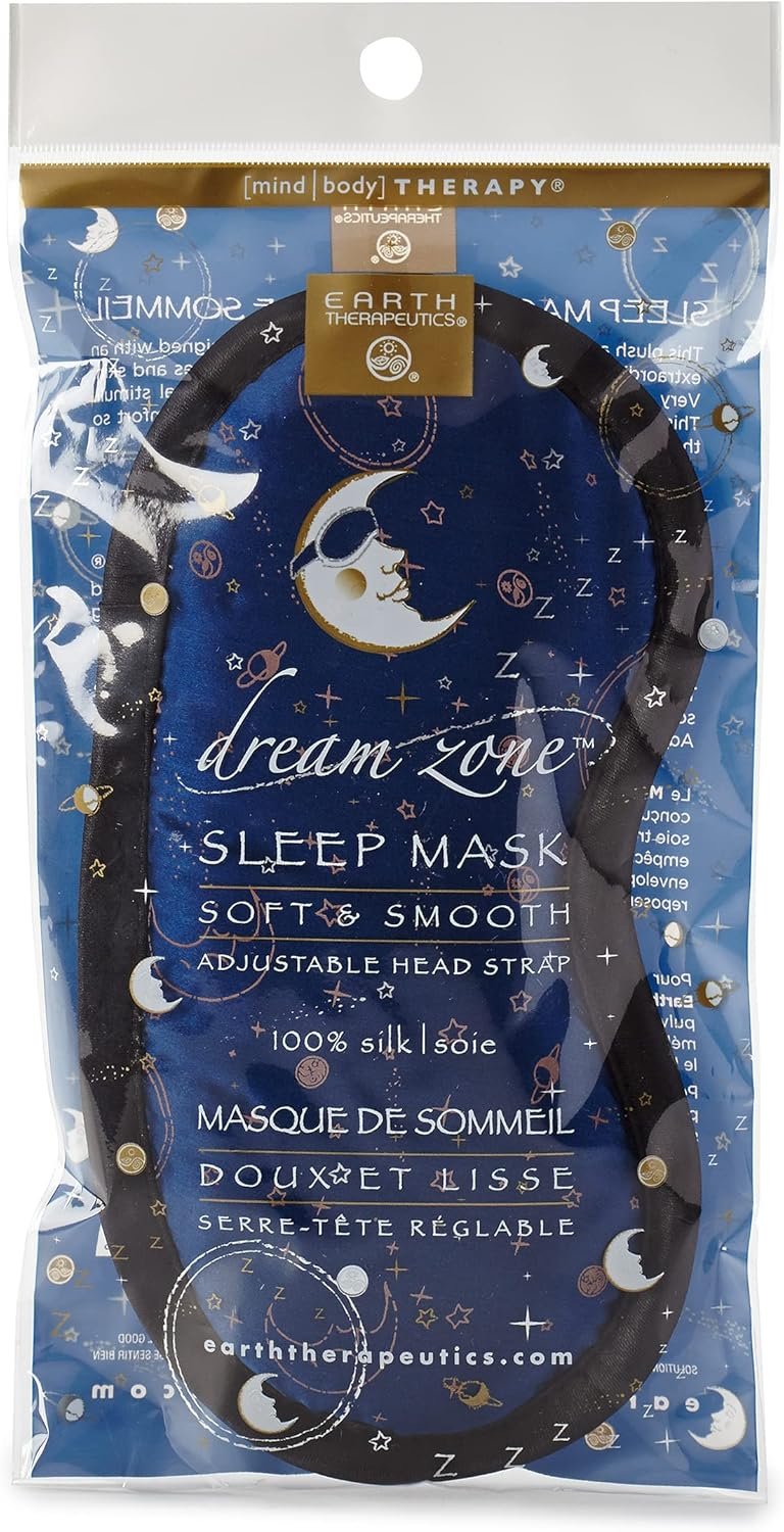Earth Therapeutics Dream Zone Sleep Mask – Comfortable & Versatile – Soft & Plush Cushioning for Peaceful Slumber – Elastic Strap Adjusting