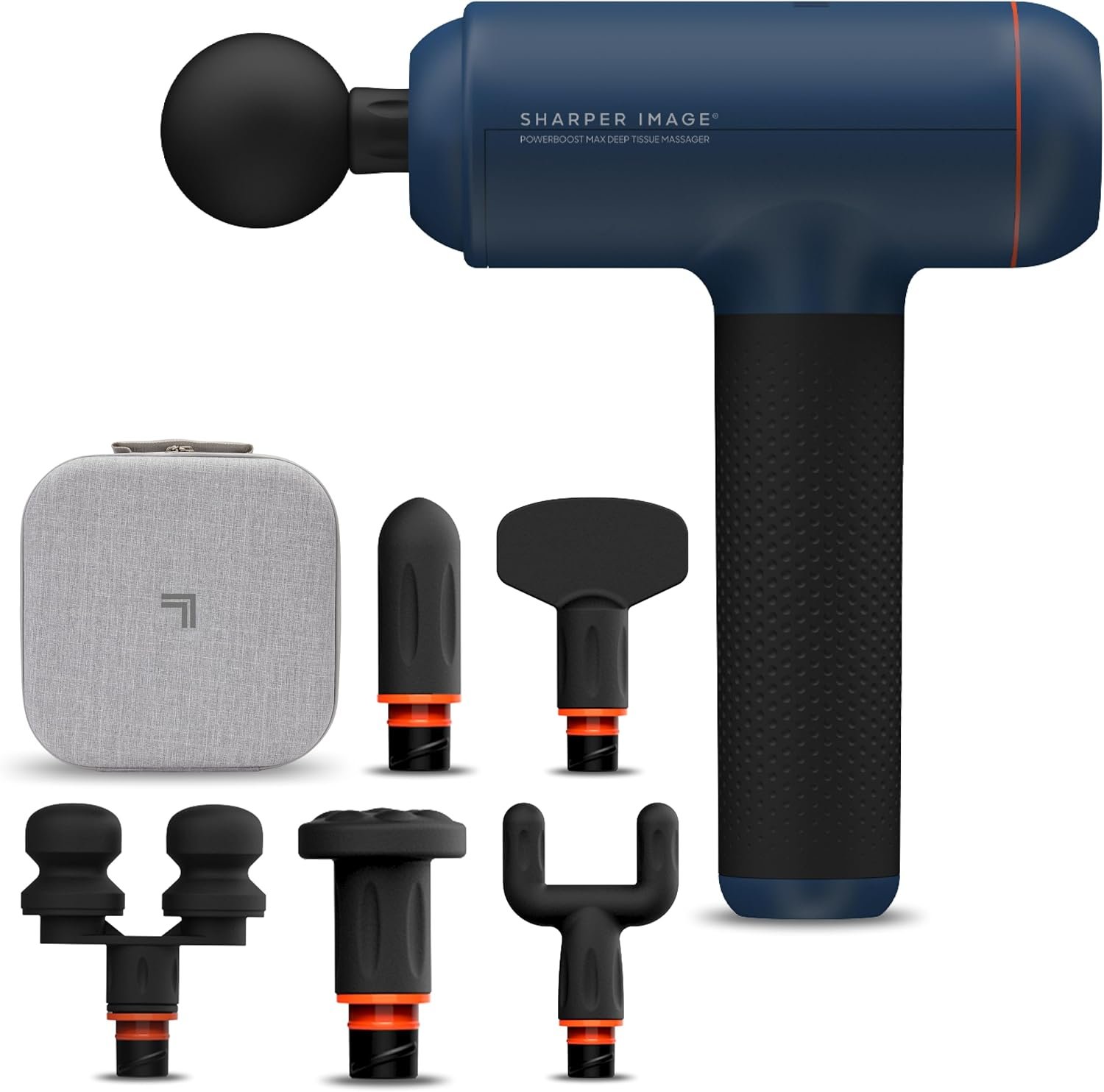 Sharper Image PowerBoost Max Massage Gun [2026 Version] Anti-Stall Deep Tissue Percussion Massager| 7 Speeds| Workout Muscle Recovery| Pain Relief| Back & Shoulder Massage Tool| Gifts for Men Women