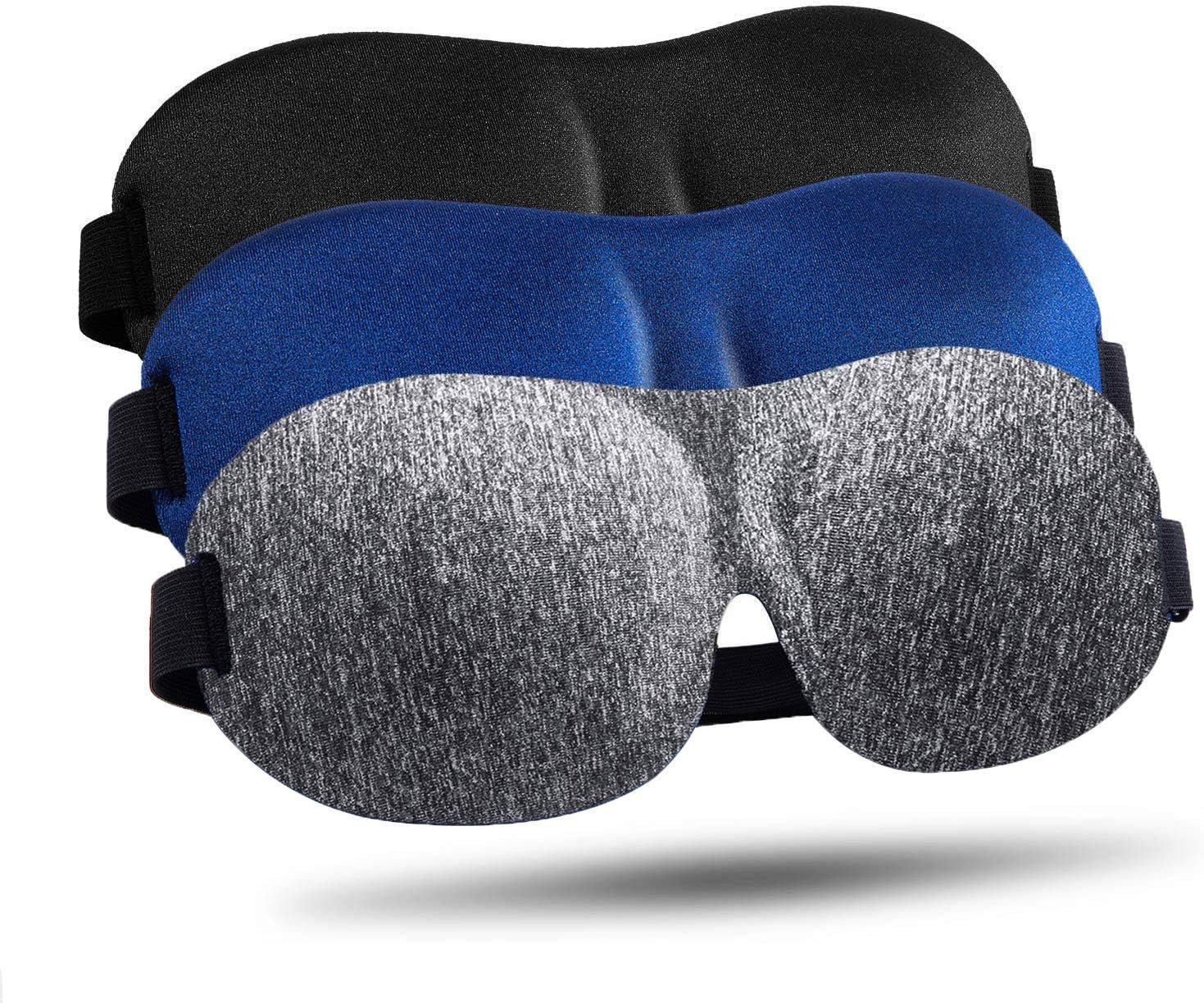 LKY DIGITAL Sleep Mask for Side Sleeper 3 Pack, Blackout 3D Eye Mask | Zero Eye Pressure, Super Lightweight, Adjustable, Breathable, for Men Women Side/Back/Stomach Sleeping, Travel & Meditation