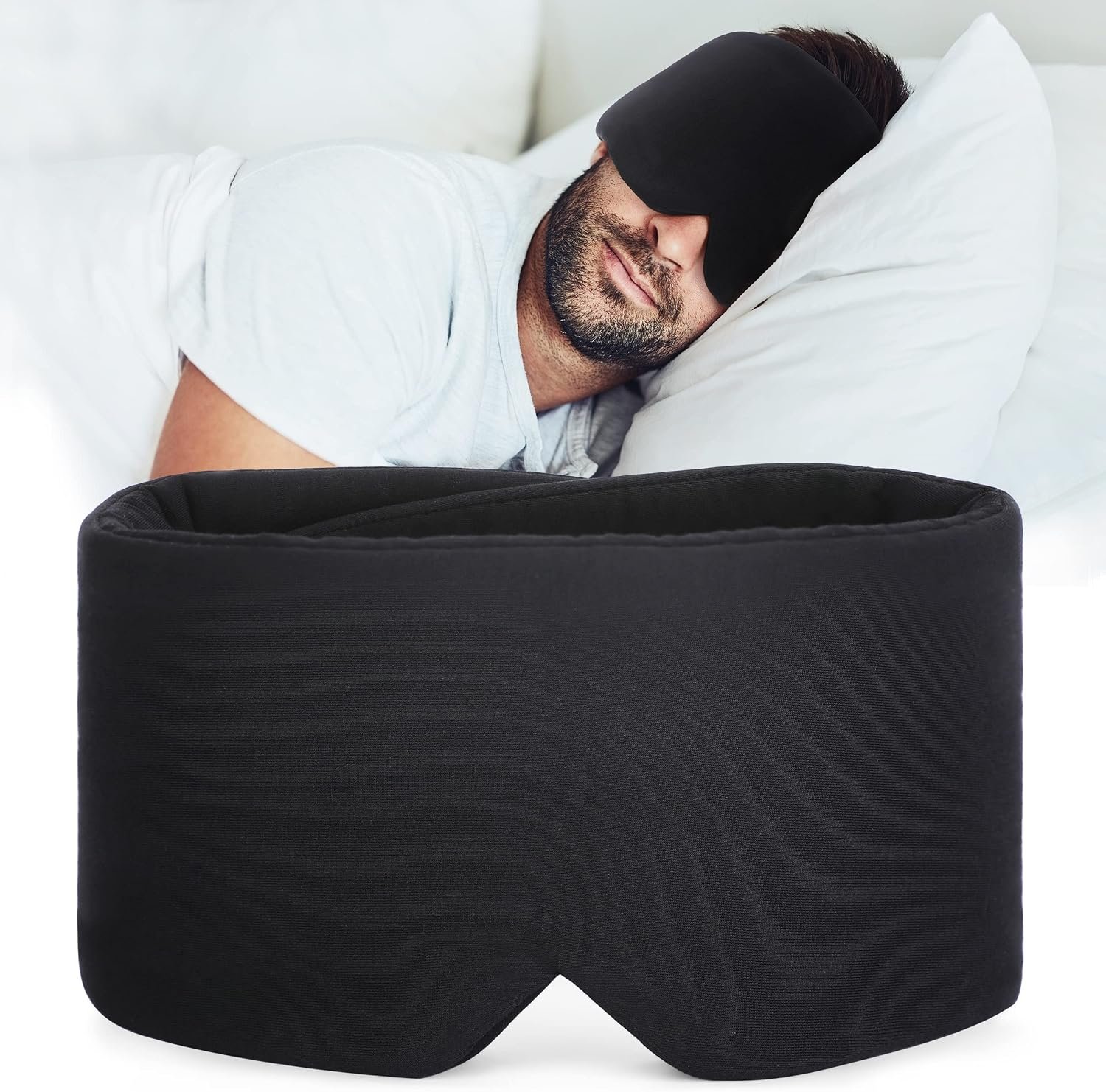 FRESHME Sleep Mask Blackout – Handmade Cotton Sleep Mask for Women Men Eye Mask for Sleeping Black Soft Eye Cover for Sleeping with Adjustable Veclro Breathable Eye Blindfold for Night Nap Travel