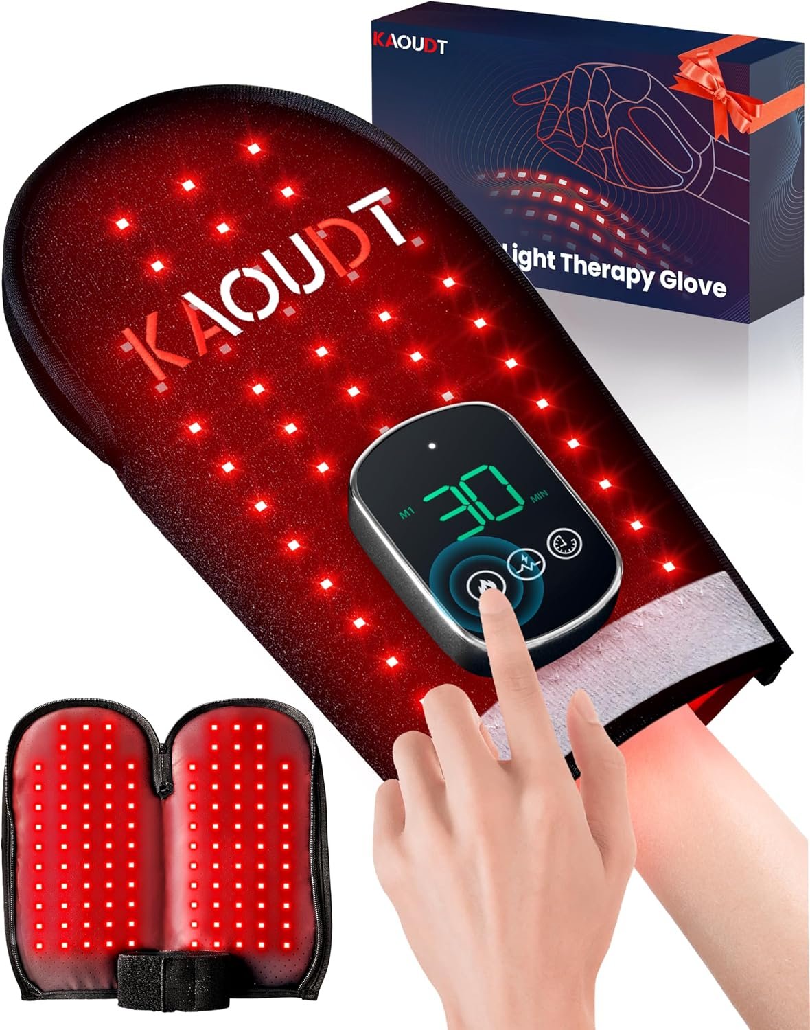 Cordless Red Light Therapy Glove for Hand Finger Wrist Pain, FSA&HSA, Black | Dual-Sided 112 LEDs 660nm&850nm Infrared, Easy to Clean, Portable, 5000mAh, 3 Modes, 5 Intensity Levels, 10-60 Min Timer