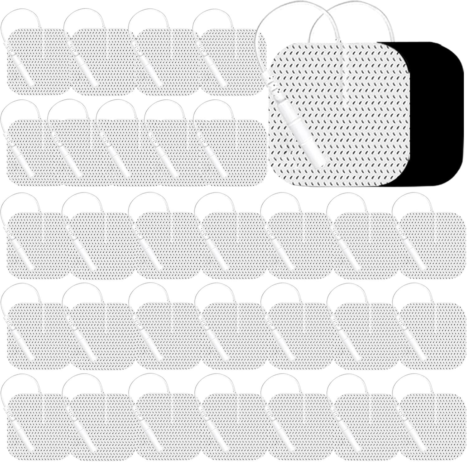 Tens Unit Electrode Pads 32Pcs 2×2″ Upgraded Reusable Tens Unit Pads Replacement SM Electrodes Compatible with TENS 7000, AUVON, NURSAL, Etekcity, Nicwell Care, TENKER, HealthmateForever TENS