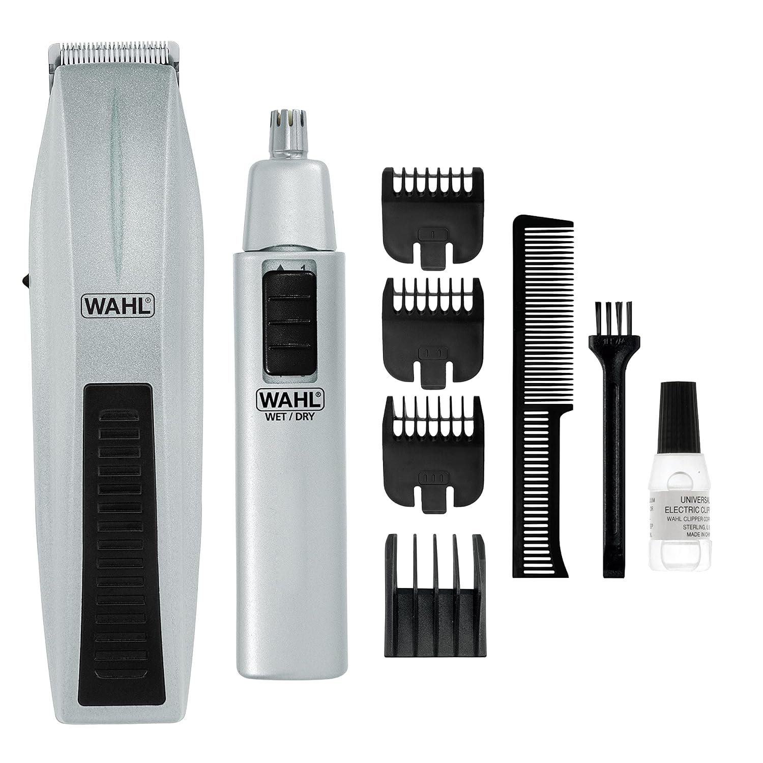 Wahl Beard Trimmer for Men – Battery Operated Facial Hair Grooming Set for Mustaches, Beard, Neckline, Light Detailing and Grooming with Bonus Battery Nose & Ear Hair Trimmer – Model 5537-420