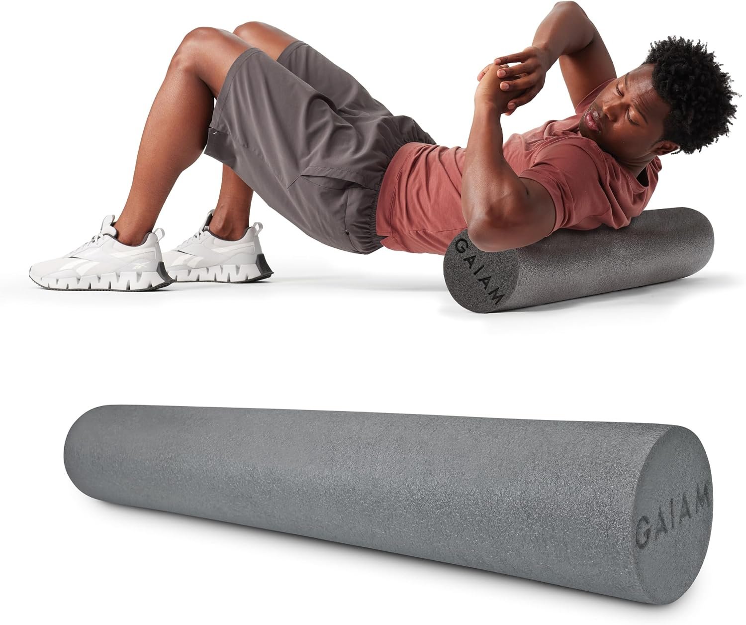 Gaiam Restore Foam Roller, Muscle Recovery, 36″ Long | High-Density EVA Foam | Deep Tissue Massage | Pre & Post-Workout Muscle Recovery | Multiple Sizes | Home & Gym