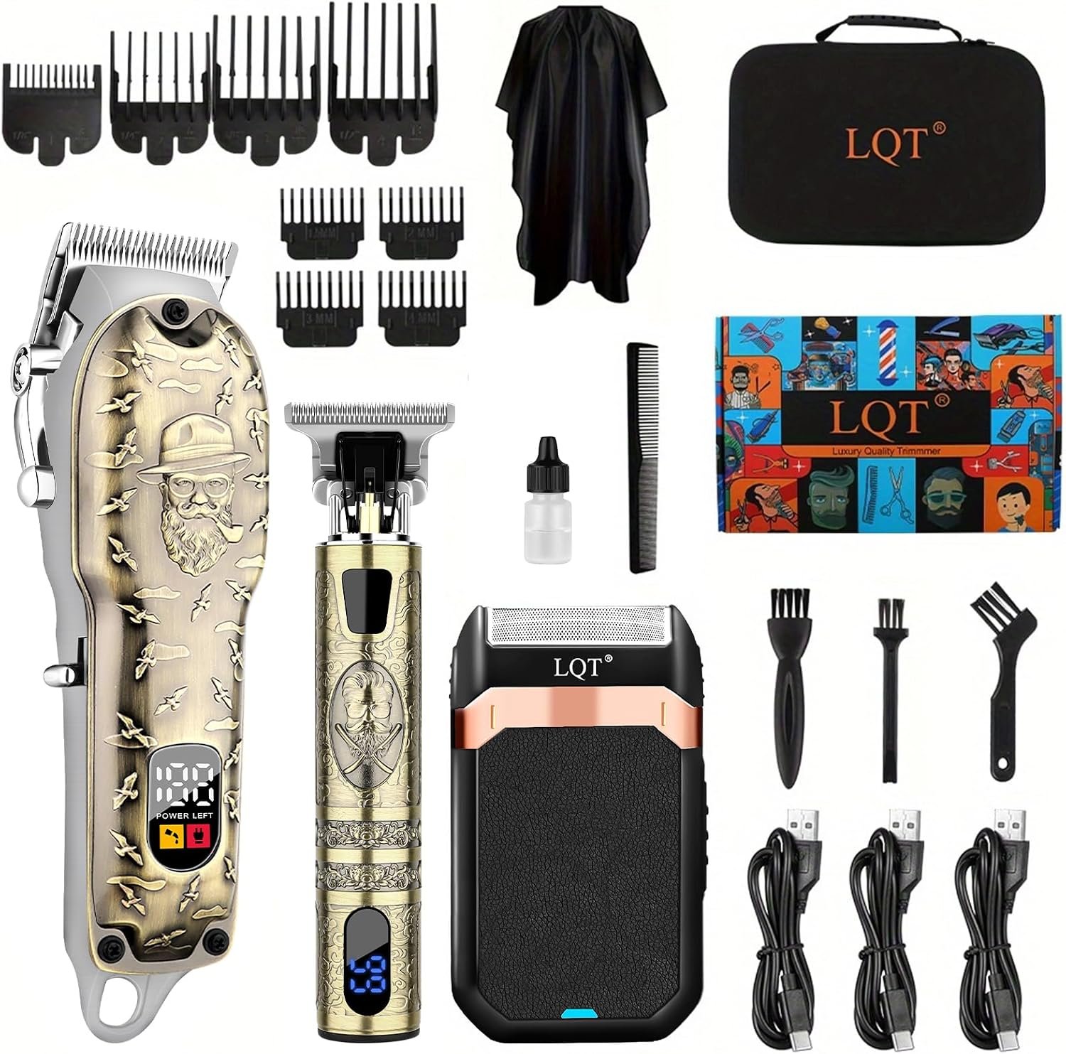 Hair Clippers Set for Men, Hair Clipper Trimmer with LED Display, Professional Cordless Hair Clipper Shaver Beard Trimmer, Hair Cutting Machine for Men, Holiday Gift for Him Father’s Day Gift