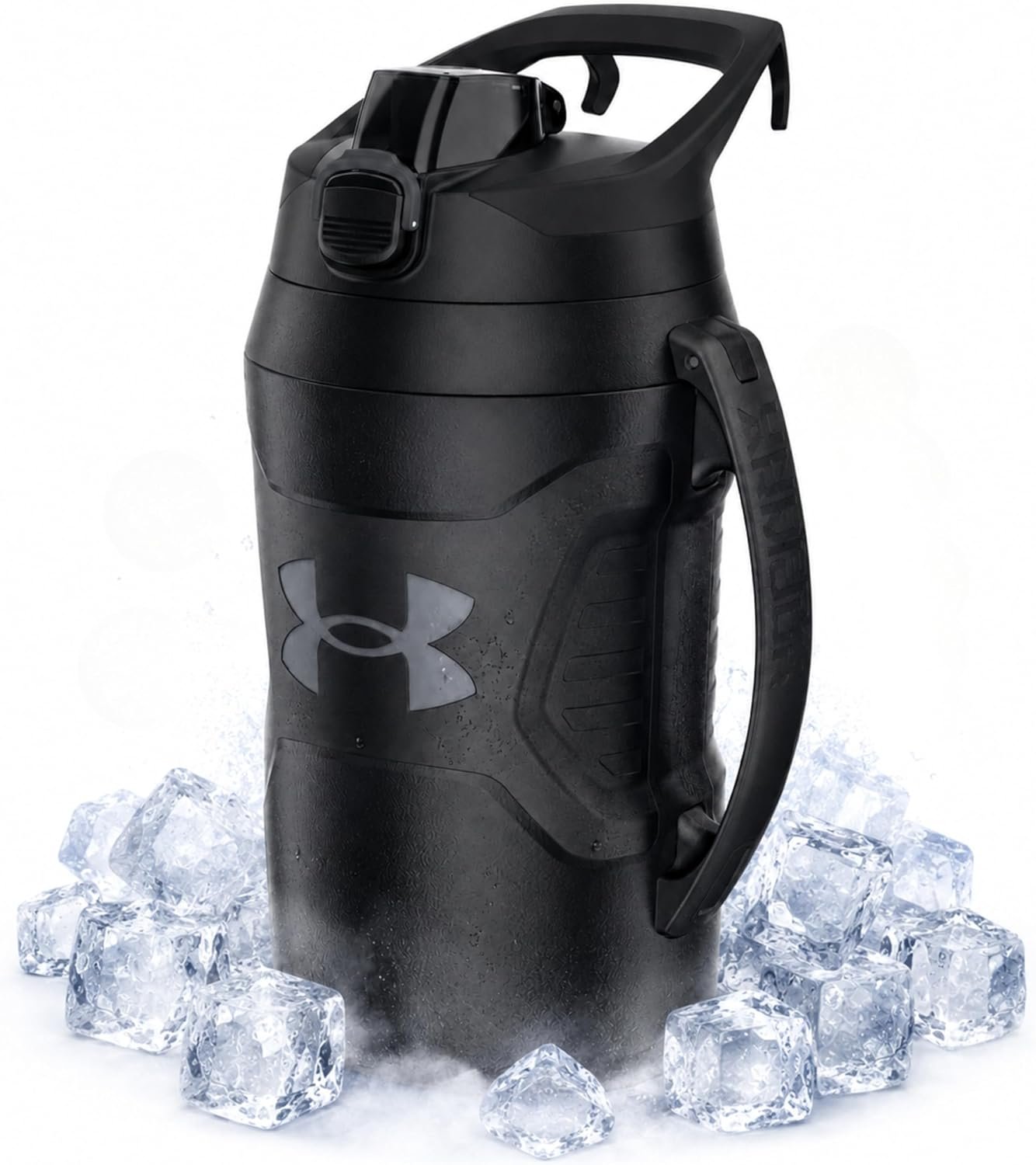 Under Armour Insulated Water Bottle with Handle & Fence Hook, Half Gallon Sports Water Jug, Leak-Resistant & BPA-Free for Baseball, Football & Gym – Black/Black, 64oz