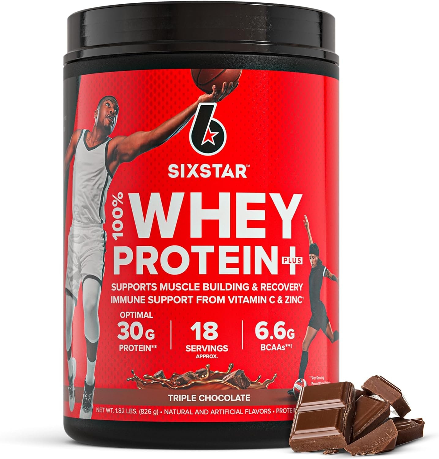 Six Star Whey Protein Powder Plus – Triple Chocolate, 1.81 LBS | Muscle Building & Recovery Formula with Whey Protein Powder, BCAAs, 30g Protein – Post-Workout Supplement