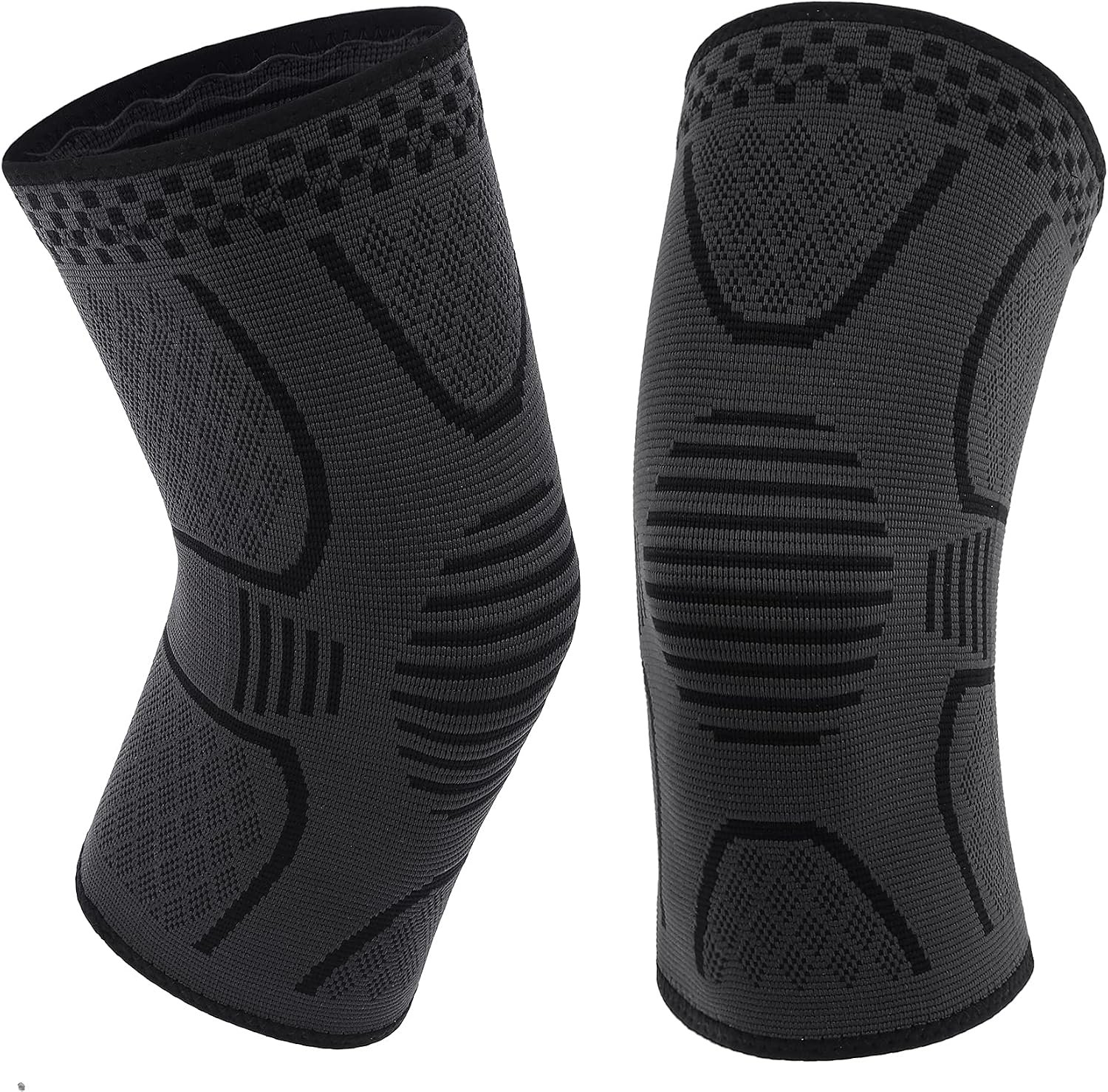 2 Pack Copper Knee Brace Knee Compression Sleeve Support for Men Women | Knee Pain Support| Patella Support| Breathable Stretch Fabric| No-Slip Fit| Running, Gym & Training| Daily Comfort