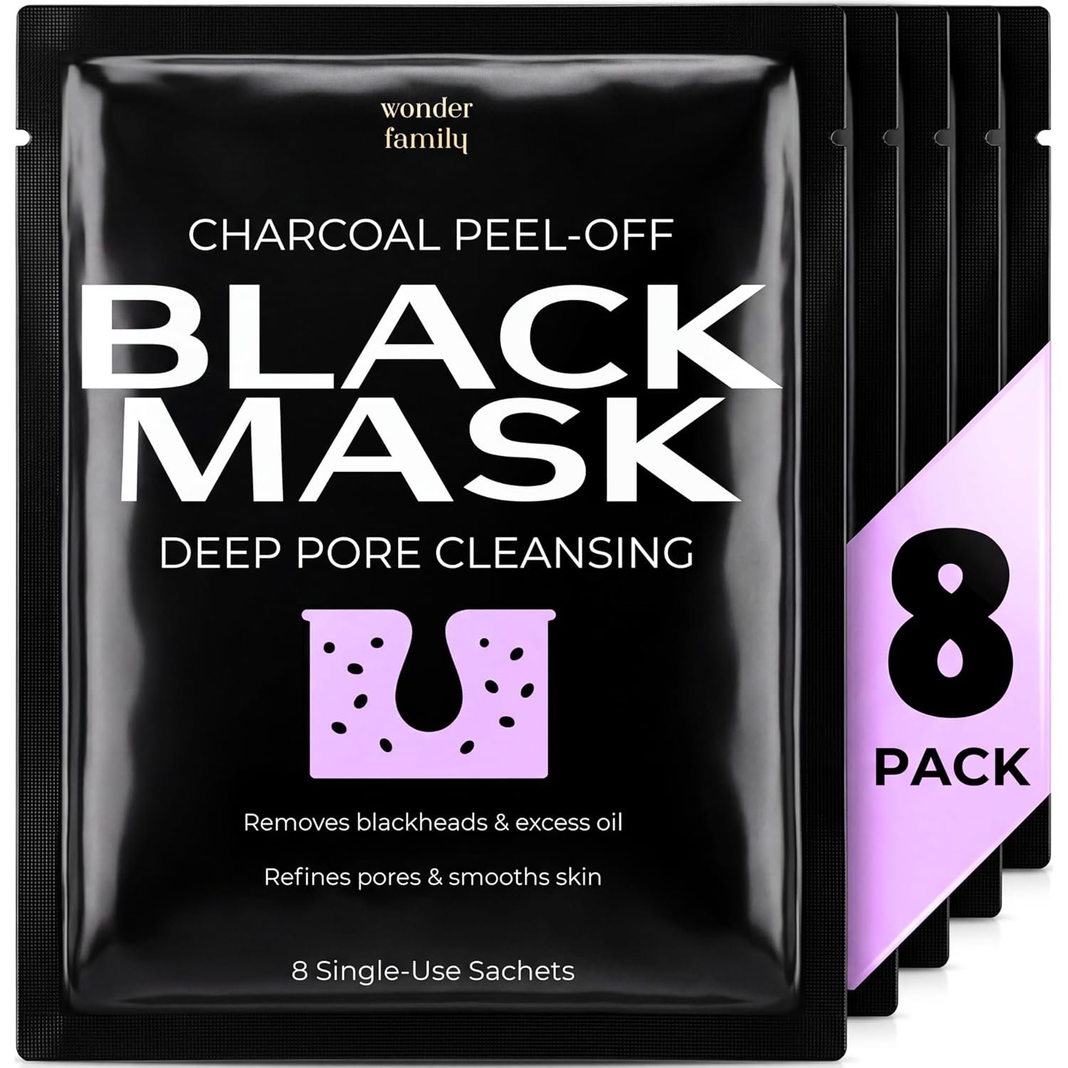 Black Mask Peel Off Face Mask with Activated Charcoal, Blackhead Remover | Korean Deep Pore Cleansing for Oily Skin and Congested Pores with Fresh Single-Use Sachets