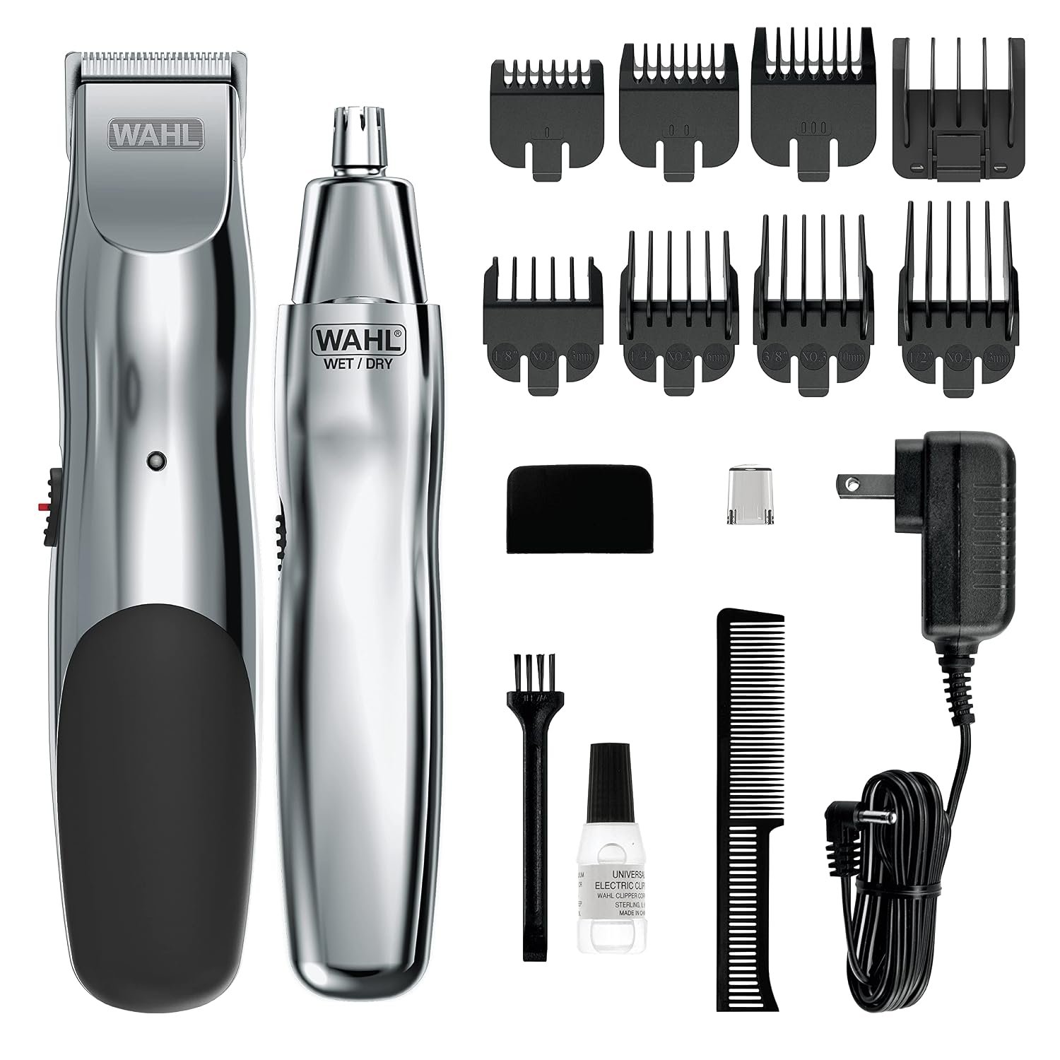 Wahl Groomsman Rechargeable Beard Trimmer Kit & Bonus Battery Nose Trimmer | Trim Beards & Mustaches With The Rechargeable Trimmer And Nose Hair With The Bonus Battery Wet/Dry Trimmer – Model 5622V