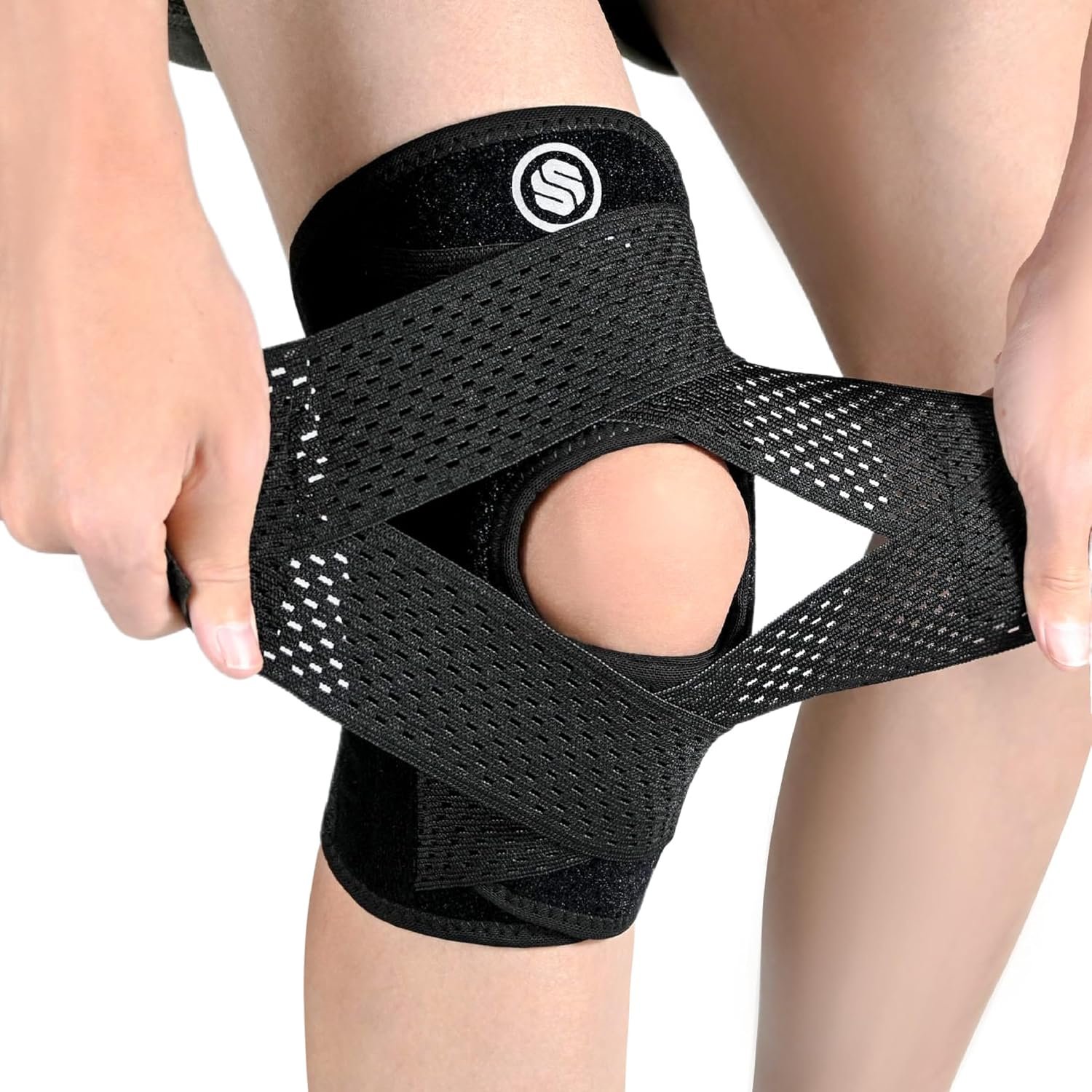 Knee Brace with Side Stabilizers for Knee Pain, Adjustable Knee Support | for Meniscus Tear ACL MCL Arthritis Injury Recovery, Breathable Knee Wrap for Men & Women, Workout, Sports (Black, Large)