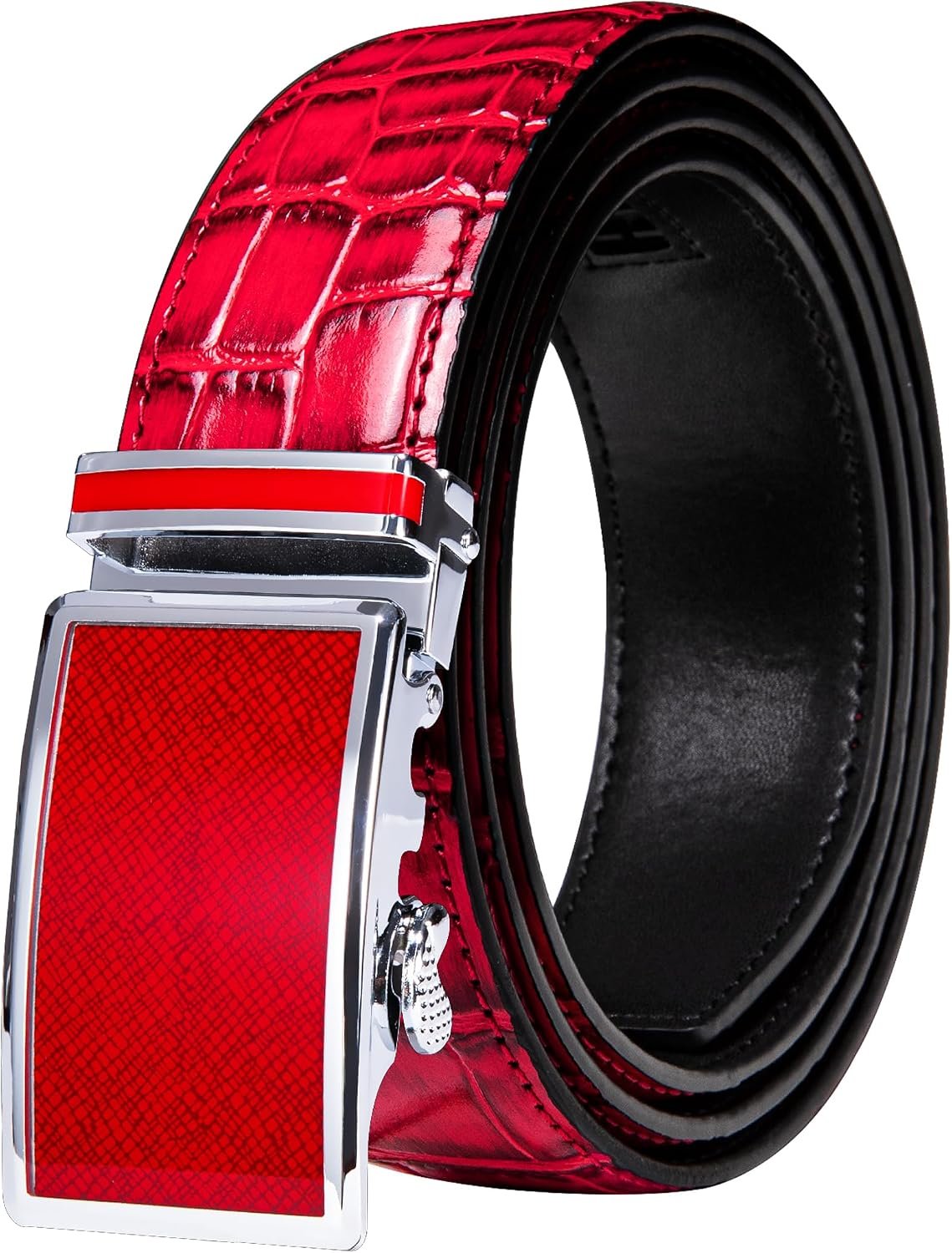 Barry.Wang Mens Ratchet Belts Leather Designer 1 3/8″ Adjustable Buckle | Trim to Fit,Smooth Sliding,Strap,Click Belt,Dress Casual Jean Golf,Fashion Classic,Business,Wedding,Christmas,Gift Boxed