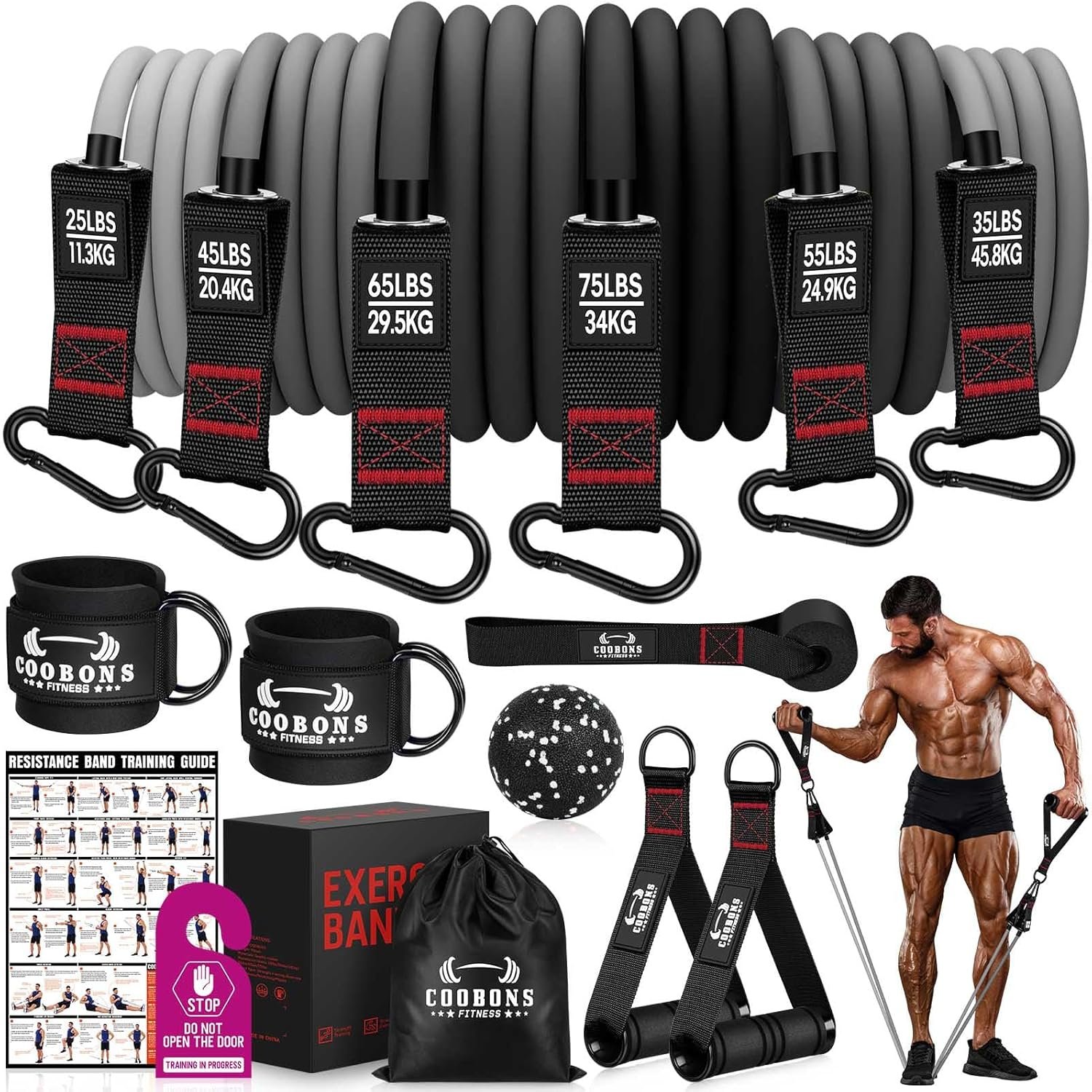 Heavy Resistance Bands for Working Out, 300LBS Exercise Bands with Handles | Workout Bands for Men, Weight Fitness Bands Set for Muscle Training, Strength, Slim, Yoga, Home Gym Equipment