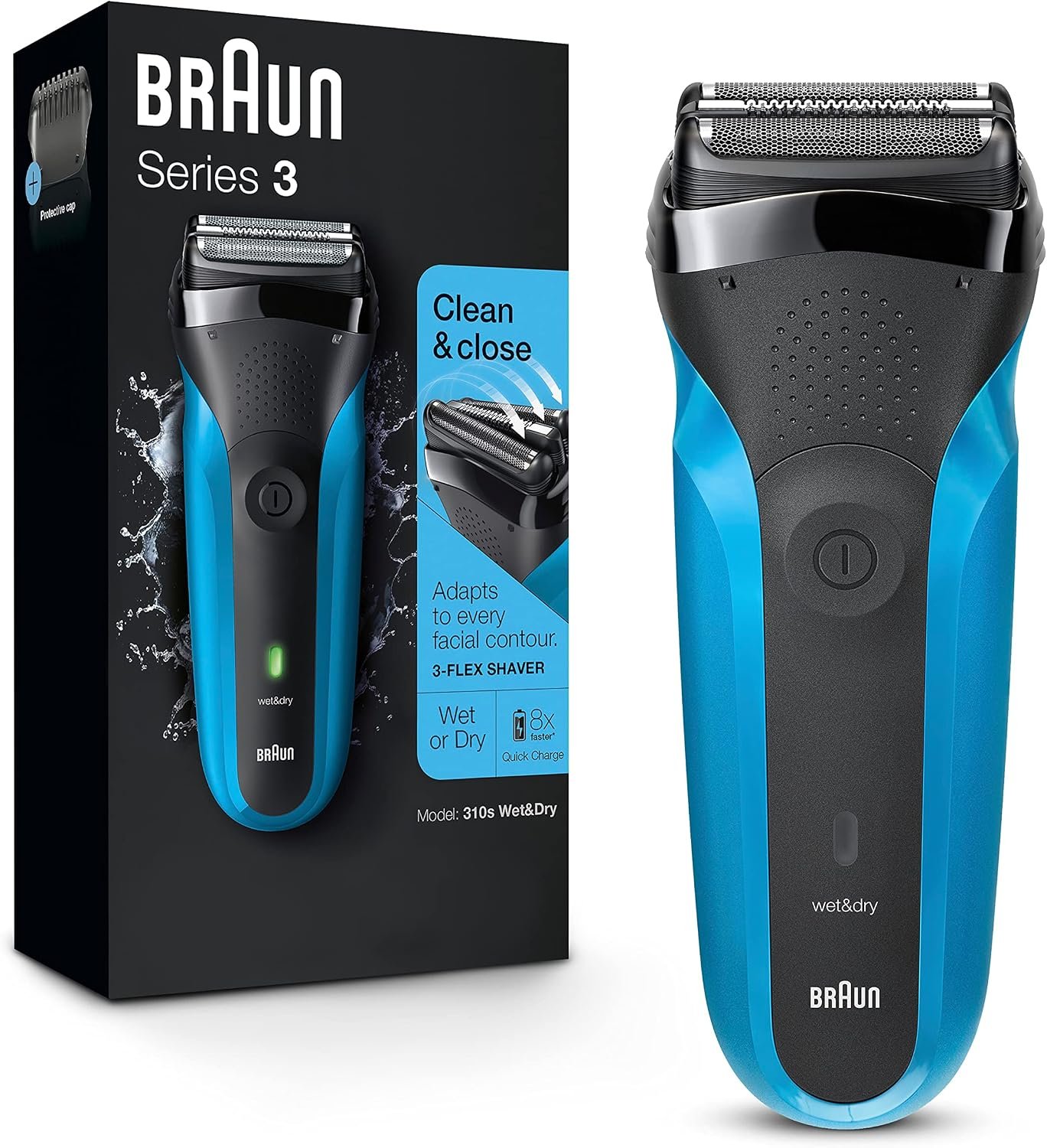 Series 3 3010s Wet & Dry Electric Shaver for Men/Rechargeable Electric Razor, Blue