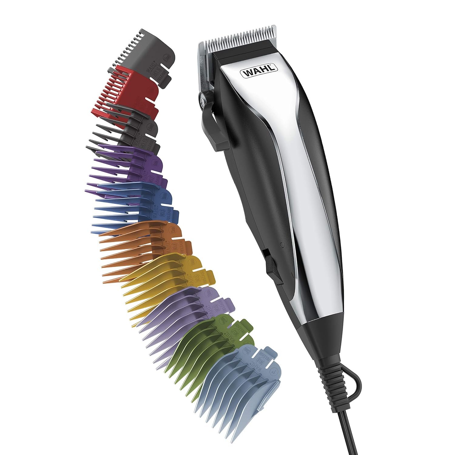 Wahl Home Haircutting Corded Clipper Kit with Adjustable Blade Taper Lever | Color Coded Guards For Easy Goof-Proof Haircutting & Trimming For The Whole Family – Model 79722
