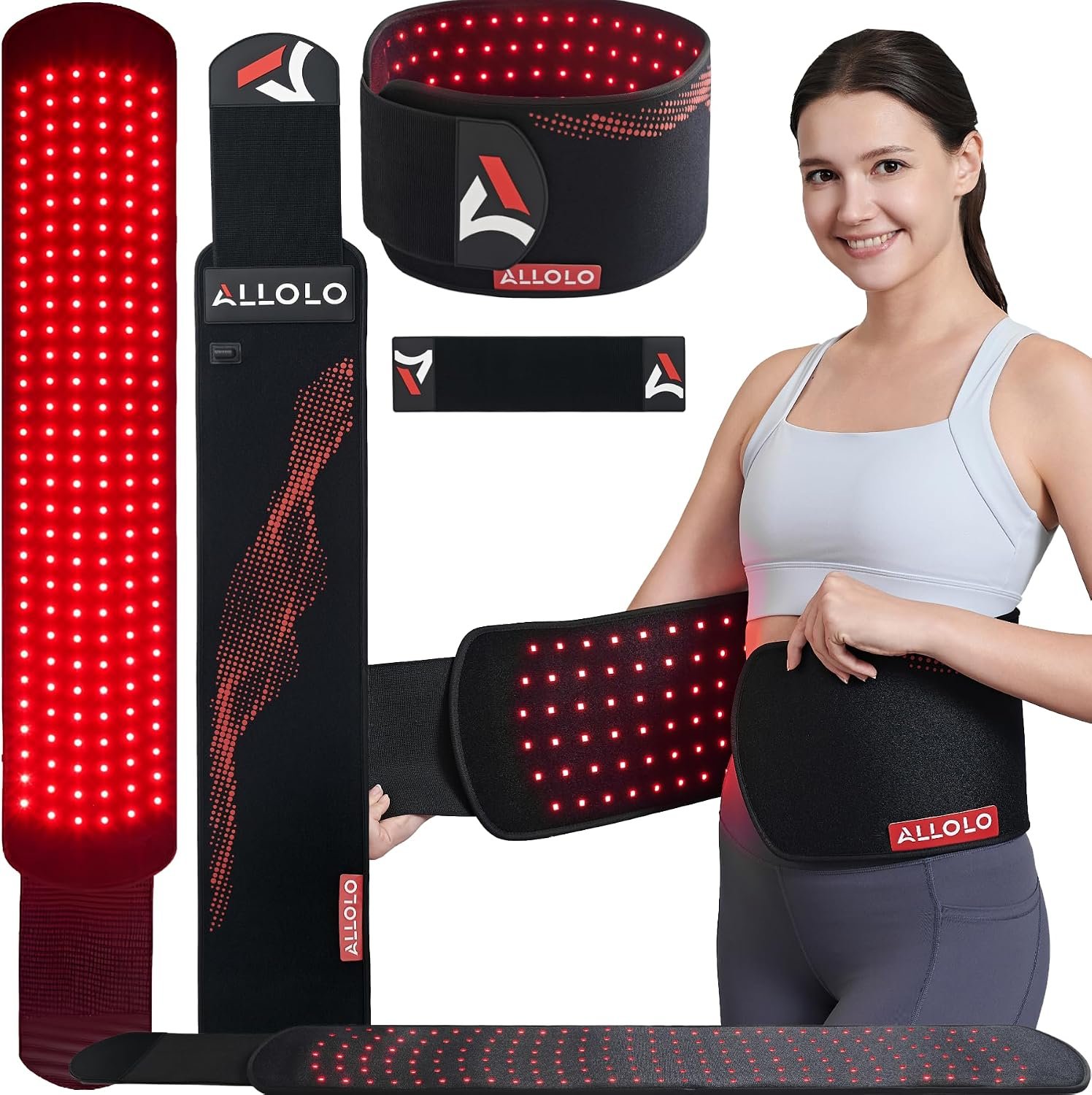 ALLOLO Red Light Therapy for Body, 3 in 1 LEDs Red Light Therapy Belt with Timer Remote Control, 660nm 850nm Infrared Light Therapy Pad for Body Waist Shoulder Knee, 39″ x 7.7″ Large Area