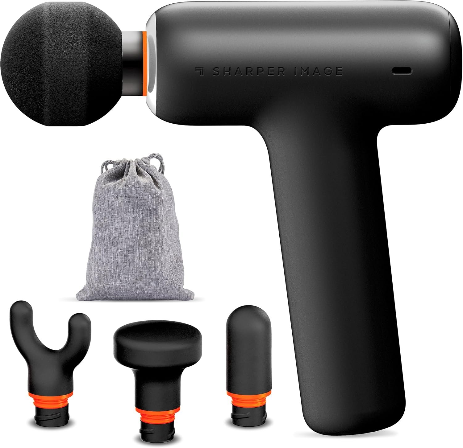 Sharper Image PowerBoost Core Mini Massage Gun [2026 Version] Deep Tissue Percussion Massager with 6 Speeds for Back & Full Body Muscle Pain Relief, Portable with 4 Attachments & Carry Pouch