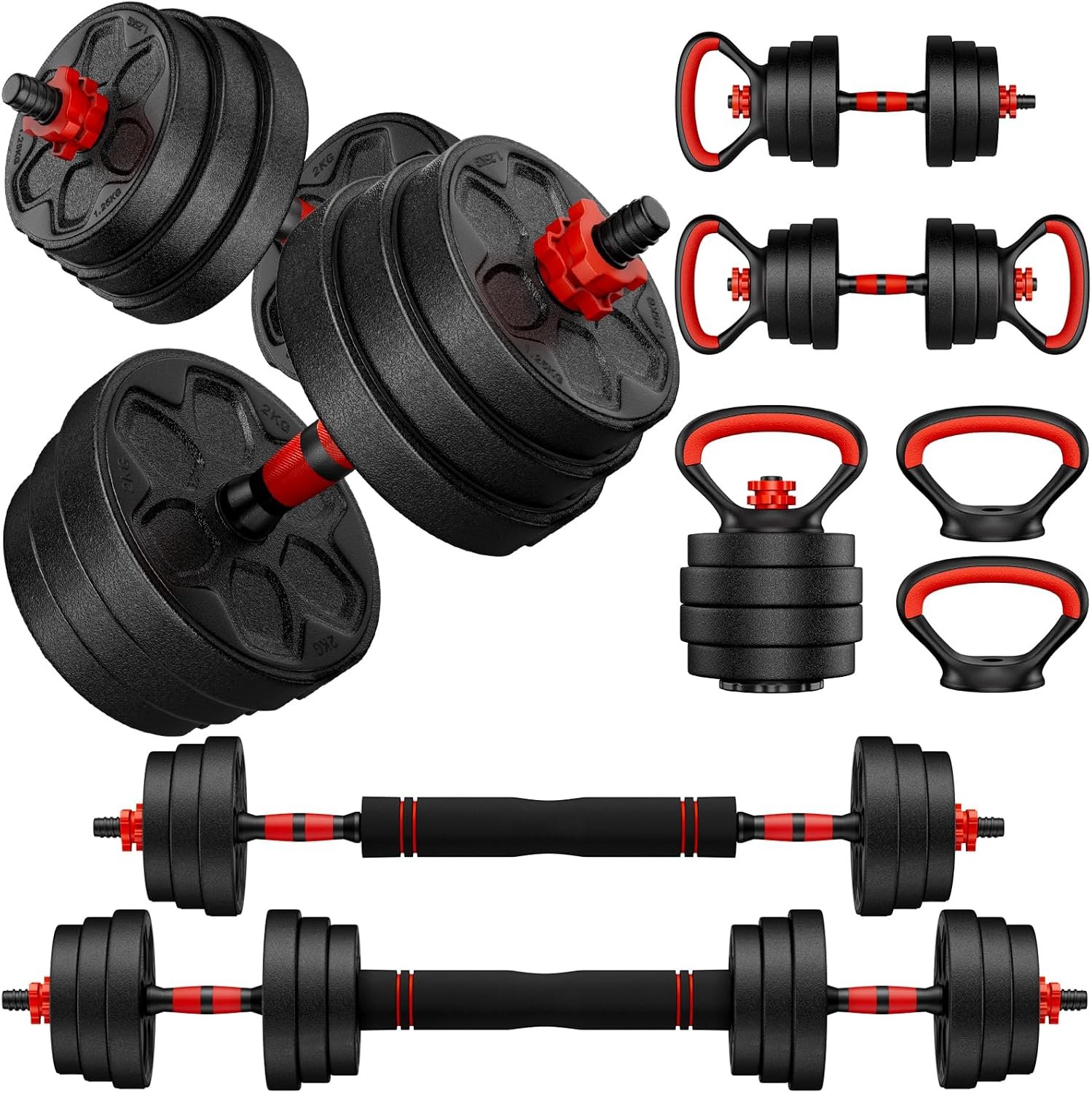20lbs Adjustable Dumbbell Set, 4-in-1 Dumbbell set，Suitable Men/Women