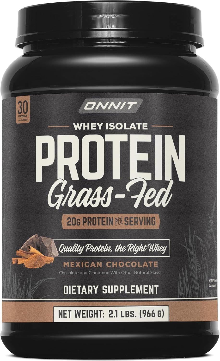 ONNIT Grass Fed Whey Isolate Protein Powder, Chocolate, 20g Protein | Grass-fed whey isolate protein; 20g protein per serving; supports muscle recovery, lean strength & daily protein intake