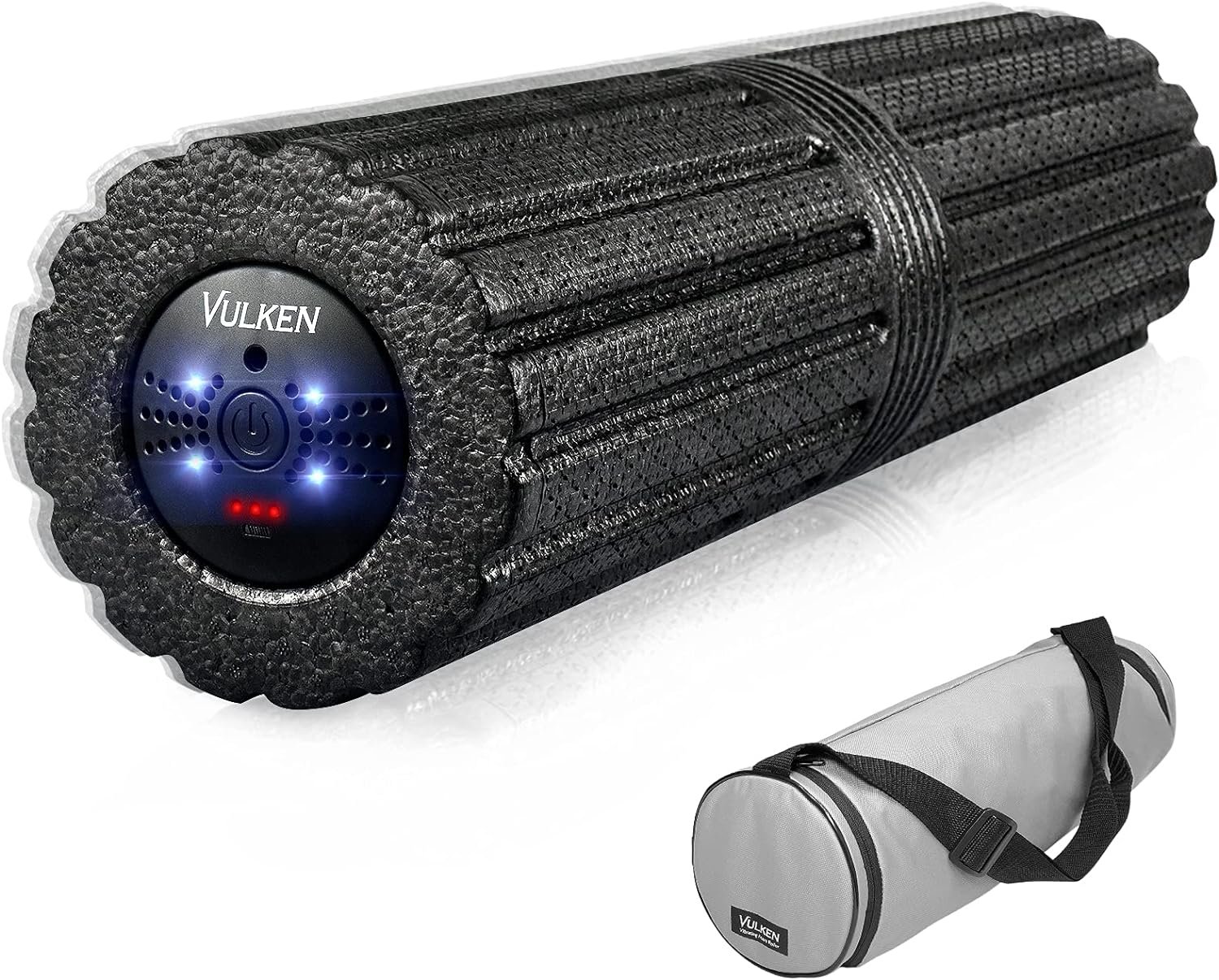 Vulken Vibrating Foam Roller, 17″ Extra Long Electric Muscle Roller | 4-Speed Deep Tissue Massager Up to 3800 RPM for Full Body Muscle Recovery, Back & Legs, Quick Charge, Black