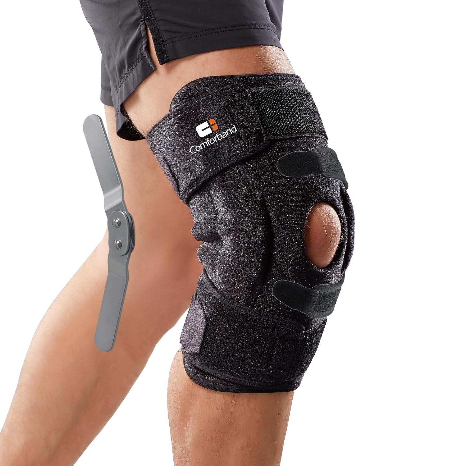 Adjustable Hinged Knee Brace – Dual Side Hinges for ACL, PCL, MCL Injury Support, Meniscus Tear, Arthritis Pain Relief, Post-Surgery Recovery (Black, L/XL)