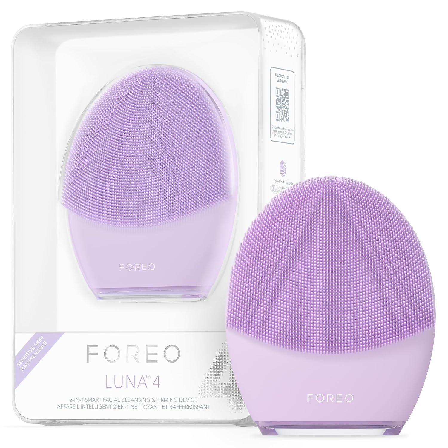 FOREO LUNA 4 Face Cleansing Brush – Firming Face Massager – Anti Aging Care – Enhances Absorption – Simple Skin Care Tools – Sensitive Skin | Facial cleansing brush, face massager, silicone brush, face exfoliator, skin care tools, firming