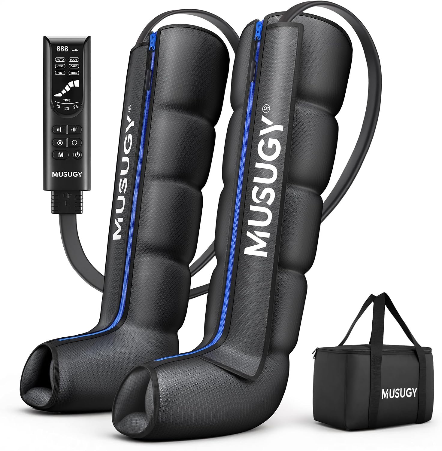 Sequential Leg Compression Massager for Circulation : Full Leg Air Compression Boots for Massage Therapy & Fatigue Relief – 9 Intensity, 6 Modes, 3 Timers for Athletes, Runners, Gym (Medium)