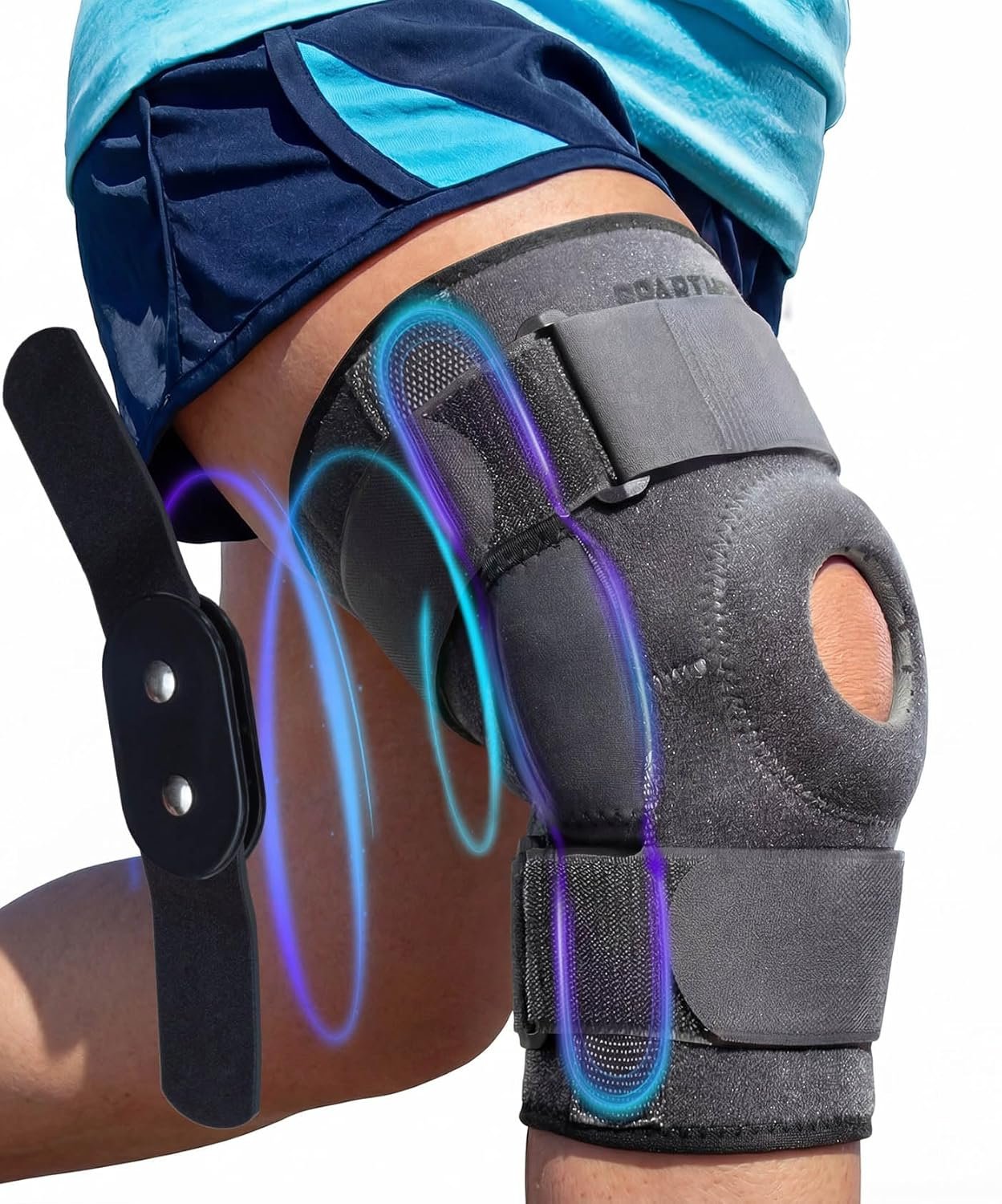 Sparthos Knee Brace for Women & Men – Meniscus Tear Support – Gray-XXL | Hinged Metal Side Stabilizers, Adjustable Compression Straps, ACL MCL Arthritis Pain Relief, Open Patella, Running & Sports
