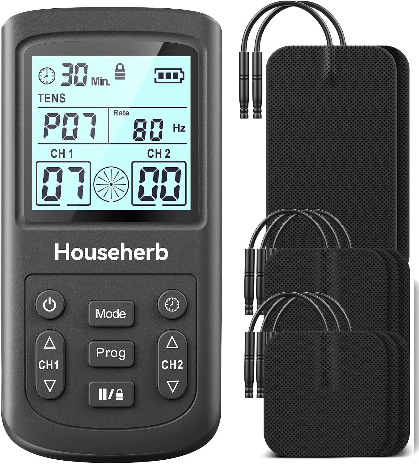 TENS Unit Muscle Stimulator for Pain Relief, 3-in-1 EMS TENS Machine with 28 Modes, 40 Intensity Levels, Dual Channel Rechargeable Massager with 8 Pads for Back, Neck, Shoulder, Sciatica (Black)