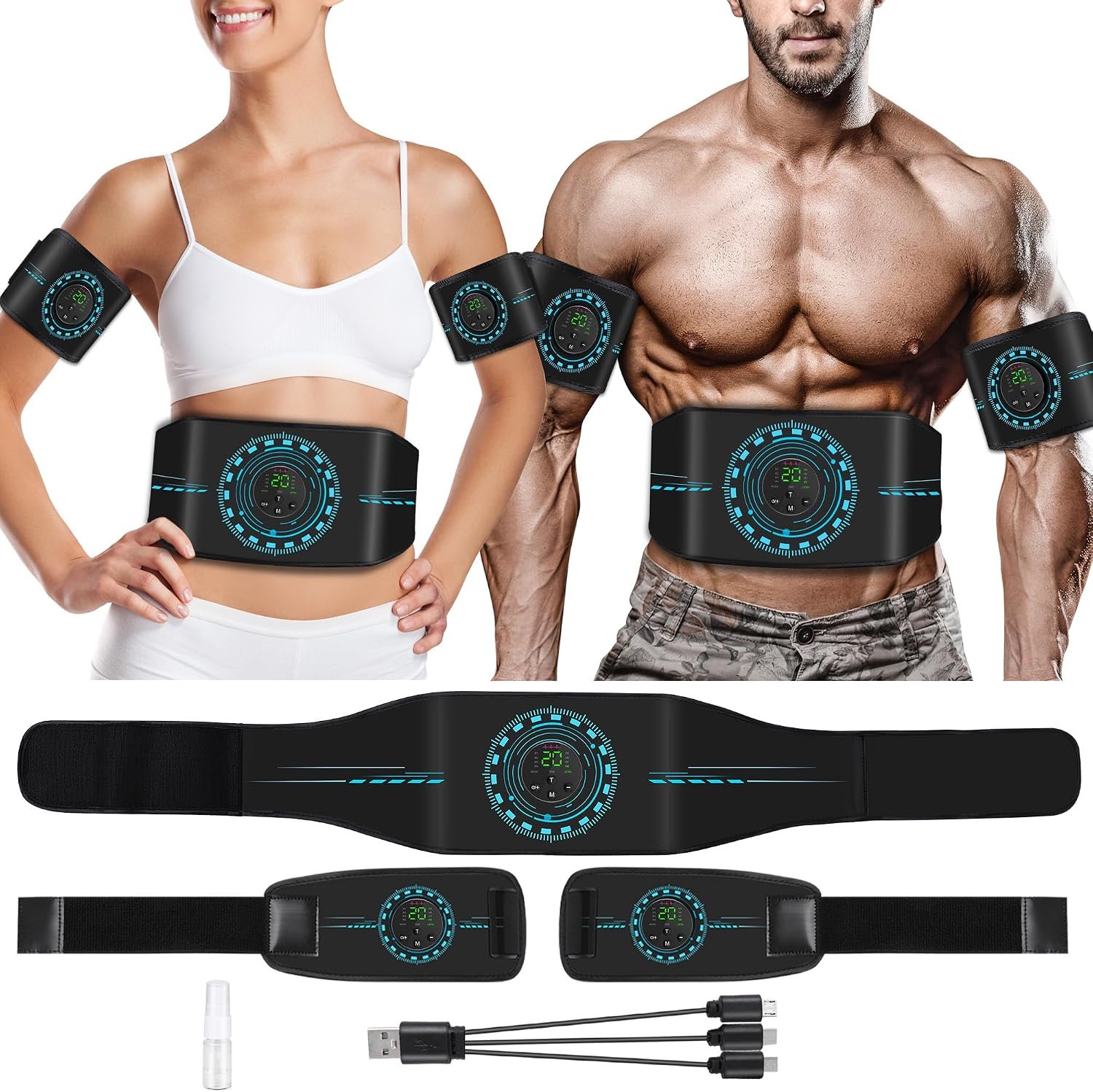 ABS Stimulator Muscle Toner EMS Muscle Stimulator Machine for Abdomen/Arms/Legs Electrode (3packs)