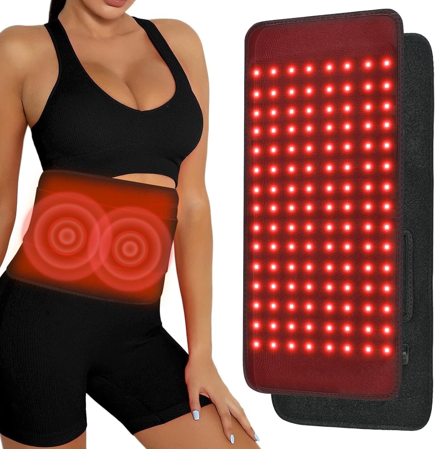 Red Light Therapy for Body, Infrared Red Light Therapy Waist Weight Loss Belt with Timer, 660nm/850nm LED Bead Wearable Wrap for Back Knee Hip Shoulder Muscle Relaxation 17.8″x 8.3″