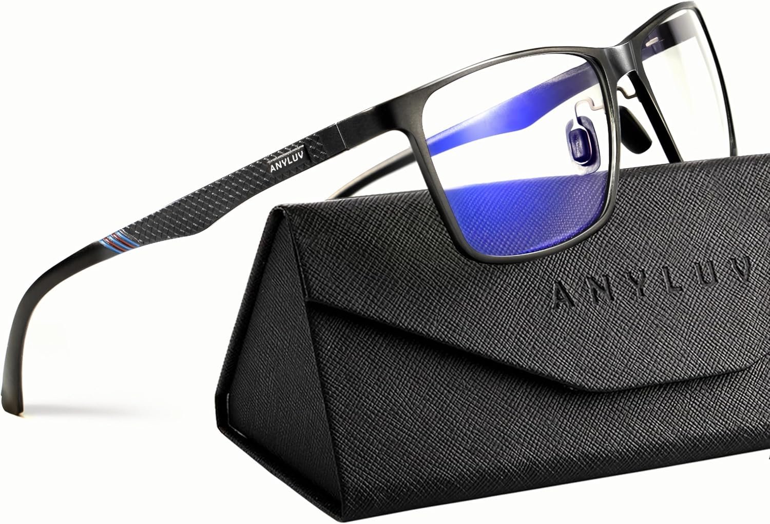 Blue Light Glasses Men, Relieve Eyestrain and Eye Protection, Al-Mg Metal Computer Blue Light Blocking Glasses