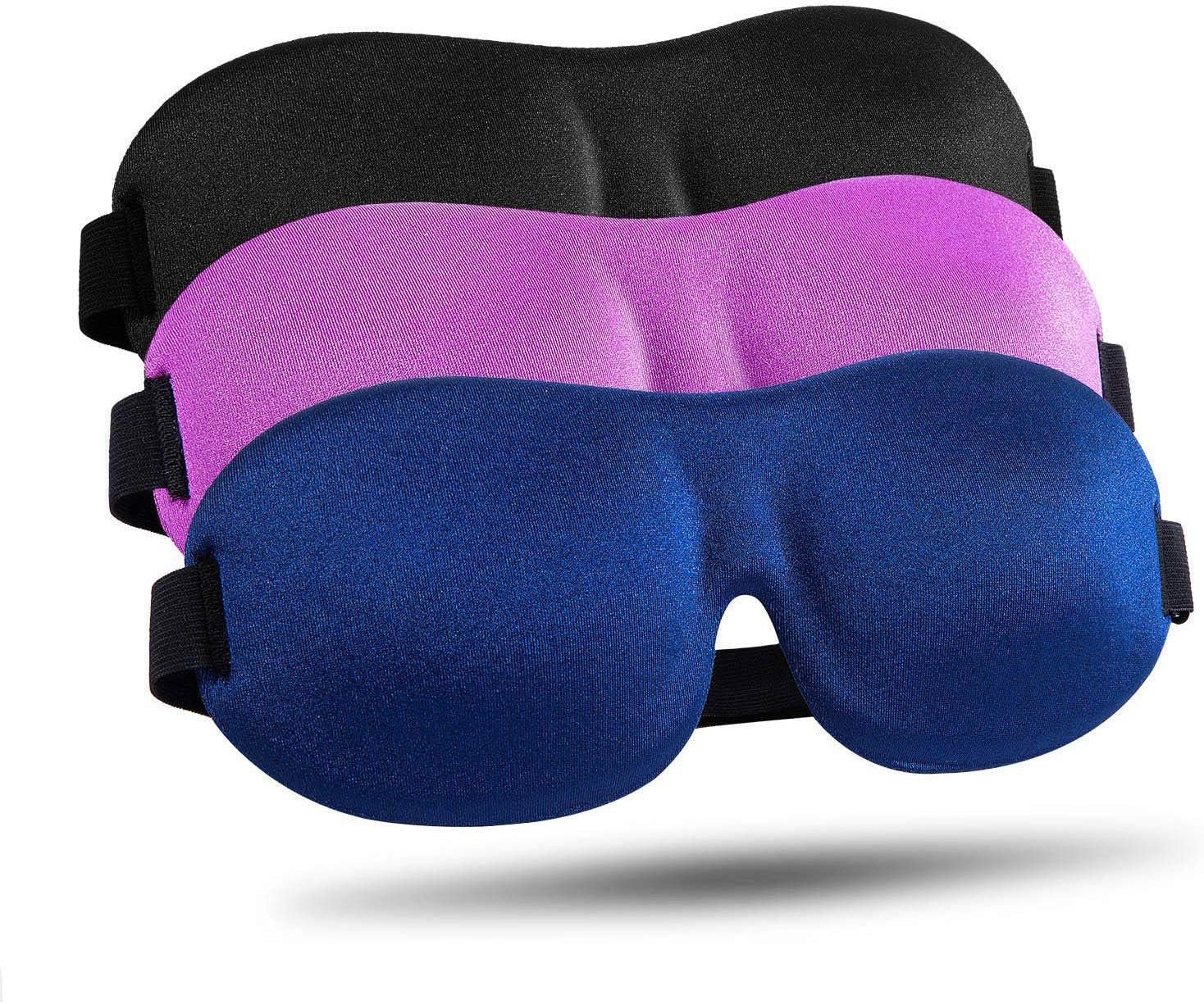 LKY DIGITAL Sleep Mask for Side Sleeper 3 Pack, Blackout 3D Eye Mask | Zero Eye Pressure, Super Lightweight, Adjustable, Breathable, for Men Women Side/Back/Stomach Sleeping, Travel & Meditation
