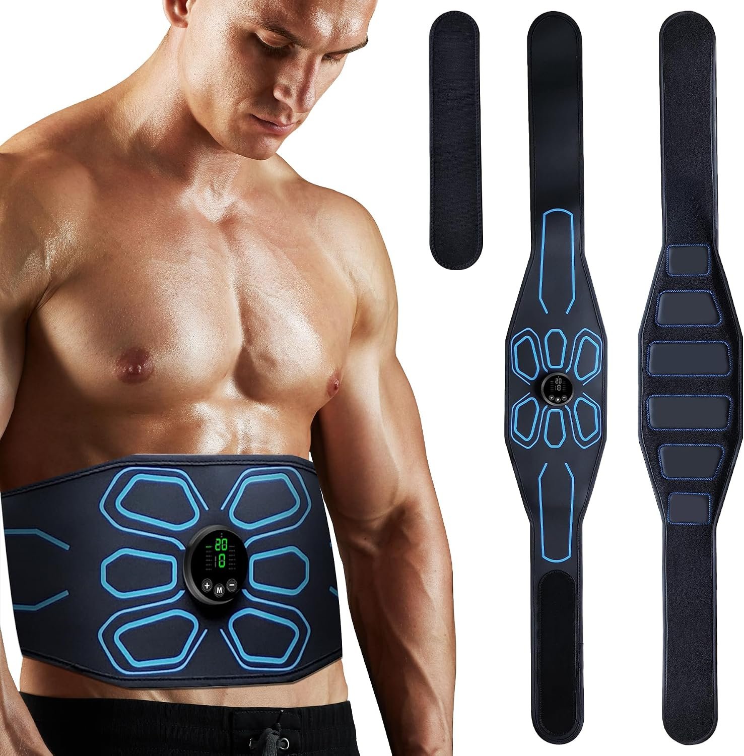 FDA Cleared – MHD TENS Muscle Stimulator Electronic Abs Muscle Toner Ab Machine Trainer for Abdomen Easy Abs Muscle Stimulation and Activation, Home Gym Use Black1