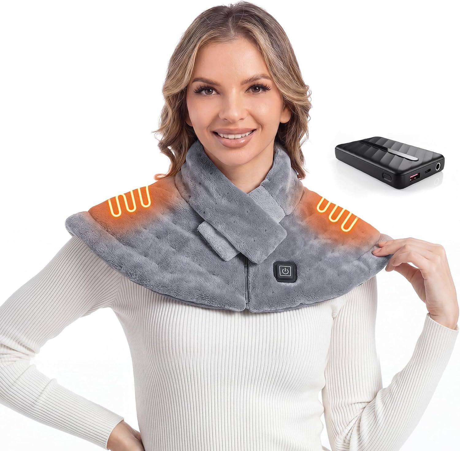 Portable Cordless Heating Pad for Neck and Shoulders Back, 10000mAh Battery | Rechargeable & Wireless, Electric Weighted Heated Neck Wrap & Neck Warmer, 3 Heat Settings, Birthday Gifts for Women Men