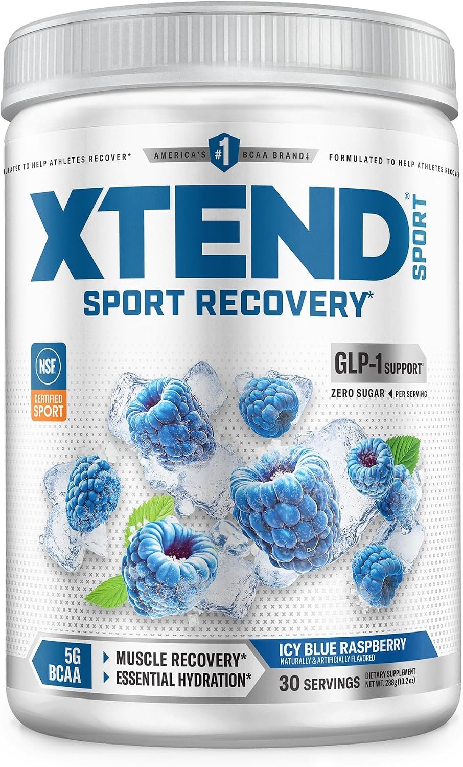 XTEND Sport BCAA Powder Blue Raspberry Ice – Electrolyte Powder for Recovery & Hydration with Amino Acids – 30 Servings