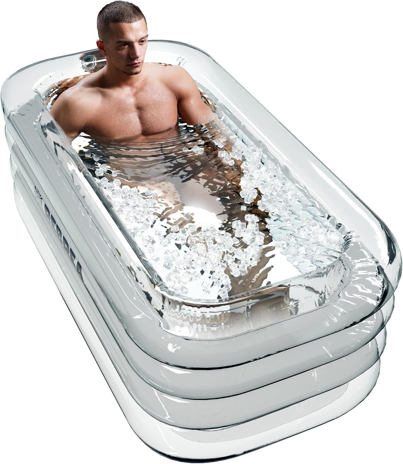 Inflatable Ice Bath Tub -XL Clear See Through – Ice Plunge Tub for Cold Water Therapy – Portable Cold Plunge Tub – Indoor & Outdoor – Inflatable Tub for Adults – Ice Tub for Athletes – Cold Tub