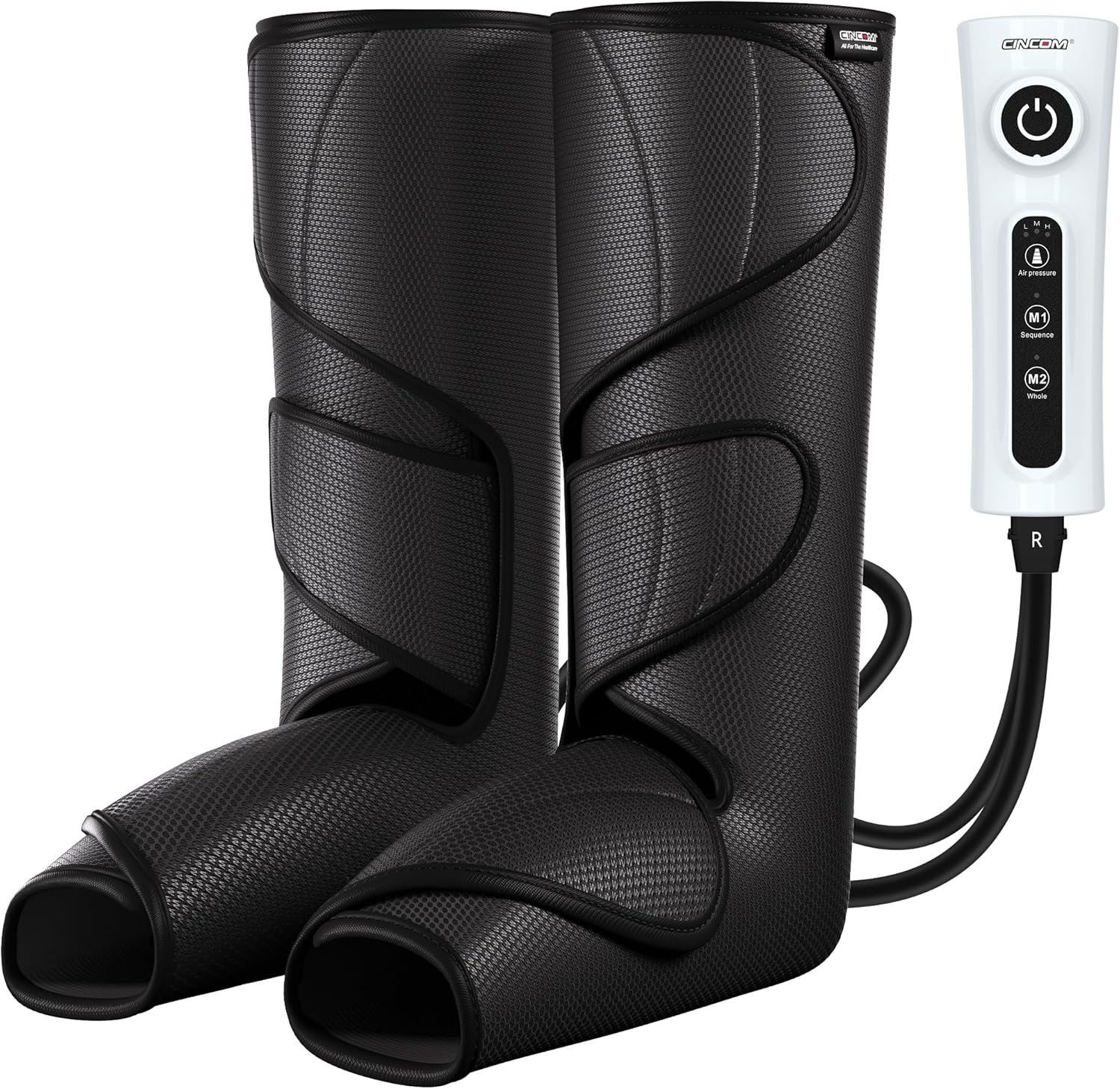 CINCOM Leg Massager for Circulation and Pain Relief FSA – HSA | Air Compression Calf Foot Leg Massagers with 2 Modes 3 Intensities Adjustable Leg Wraps Gifts (with 2 Extensions)