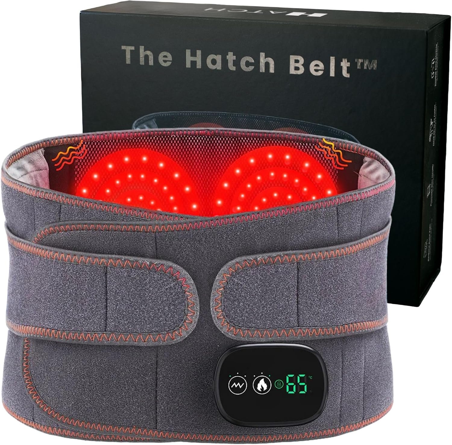 Hatch Belt™ Triple Therapy Red Light Belt – Portable Heating Pad & Deep Tissue Back Massager with Heat, Infrared Light & Vibration – Wearable Lumbar Brace for Lower Back Support