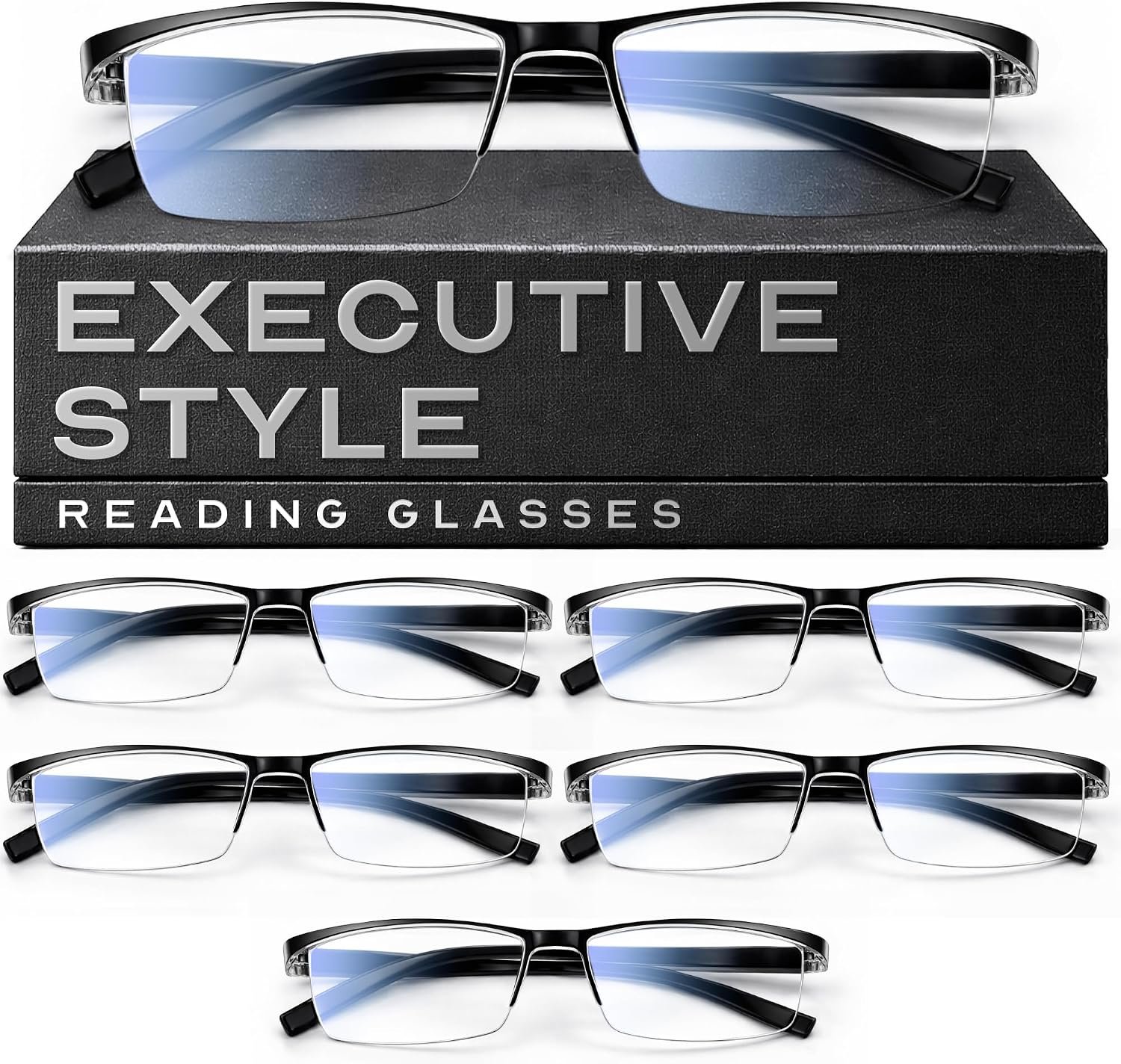 Gaoye Executive Style Reading Glasses Men – Durable Readers with Blue Light Filtering- Comfortable Fit with TR90 Frames