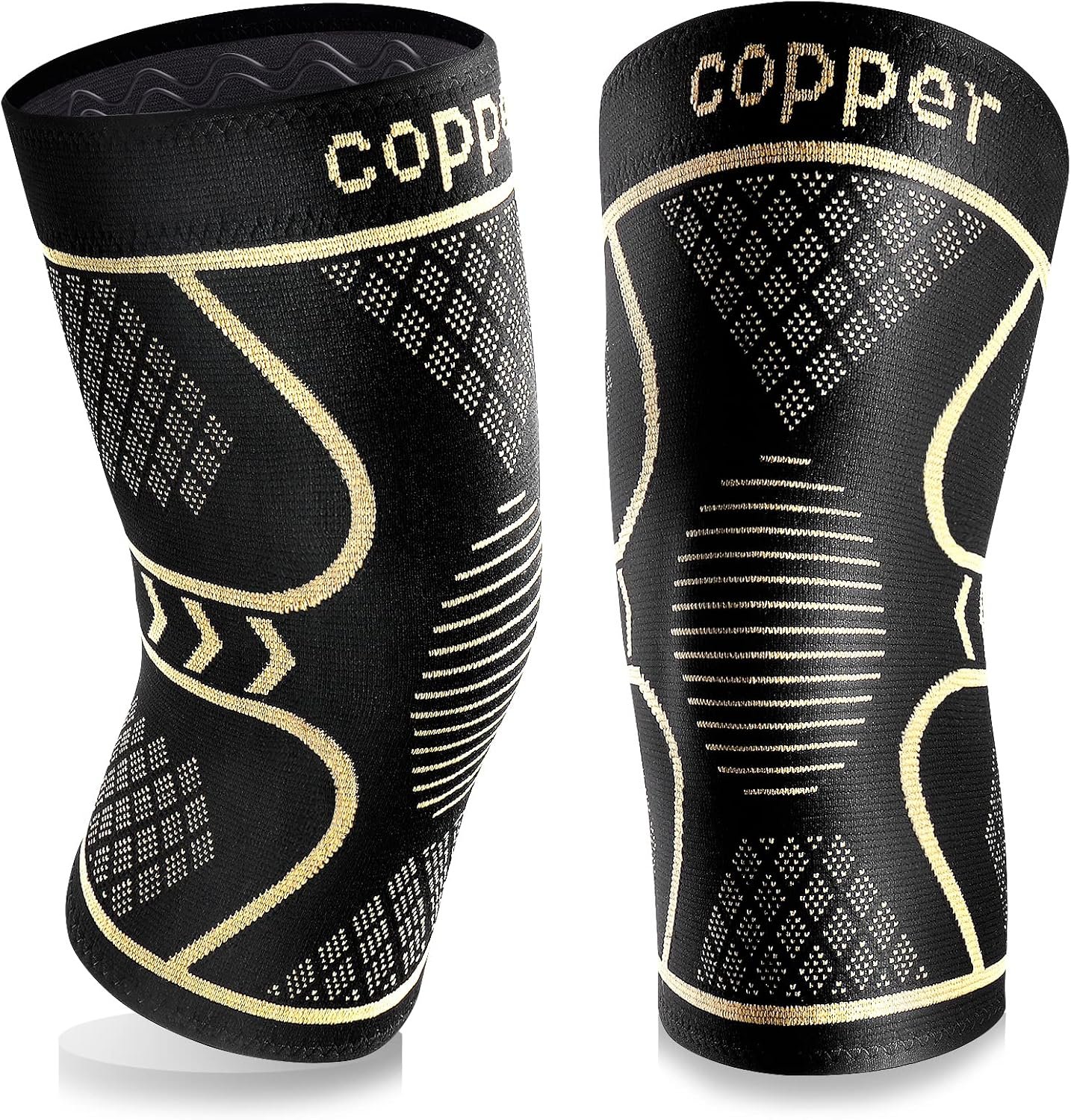 Copper Knee Braces for Women & Men, 2 Pack Knee Compression Sleeves (M) | Knee Support Sleeve for Joint Pain Relief, Arthritis, ACL & Meniscus Injuries, Great for Running, Sports and Daily Workouts