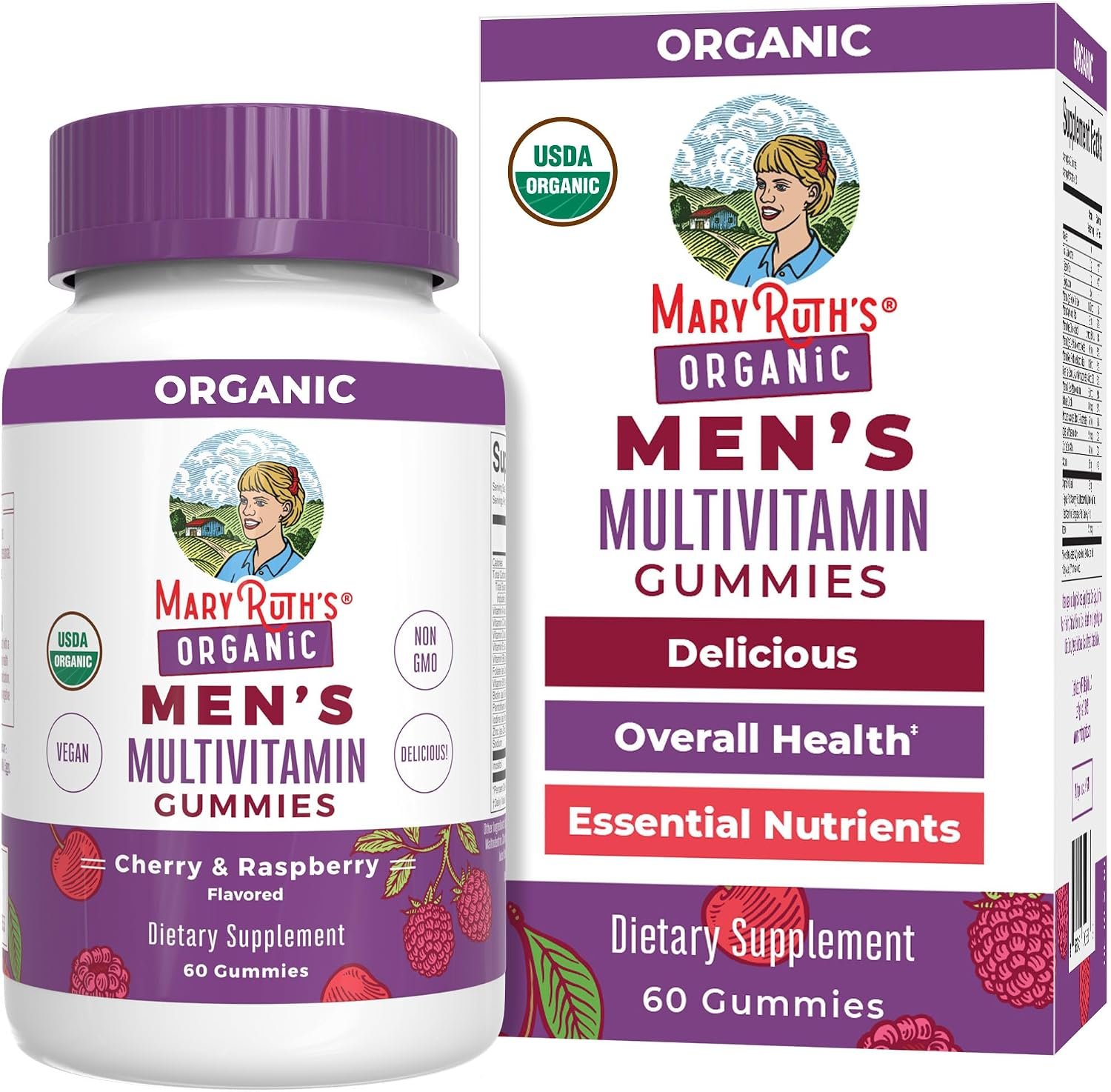MARYRUTH’S Organic Men’s Multivitamin Gummies, Vegan, Non-GMO, 60 Count | USDA, Vegan, Daily Multivitamins for Immune Support, Non-GMO, Gluten Free, 60 Count