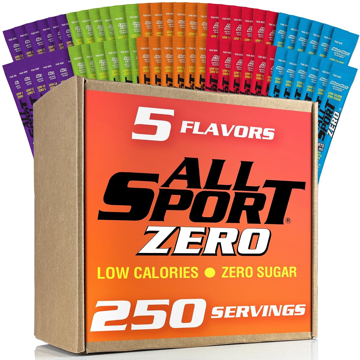 All Sport Variety Zero Powder Sticks, Sugar Free Electrolytes, 250 Count | Variety Pack, Sugar Free Hydration Packets, Electrolyte Drink Mix, Zero Calorie Sports Drink Powder, Just Add Water