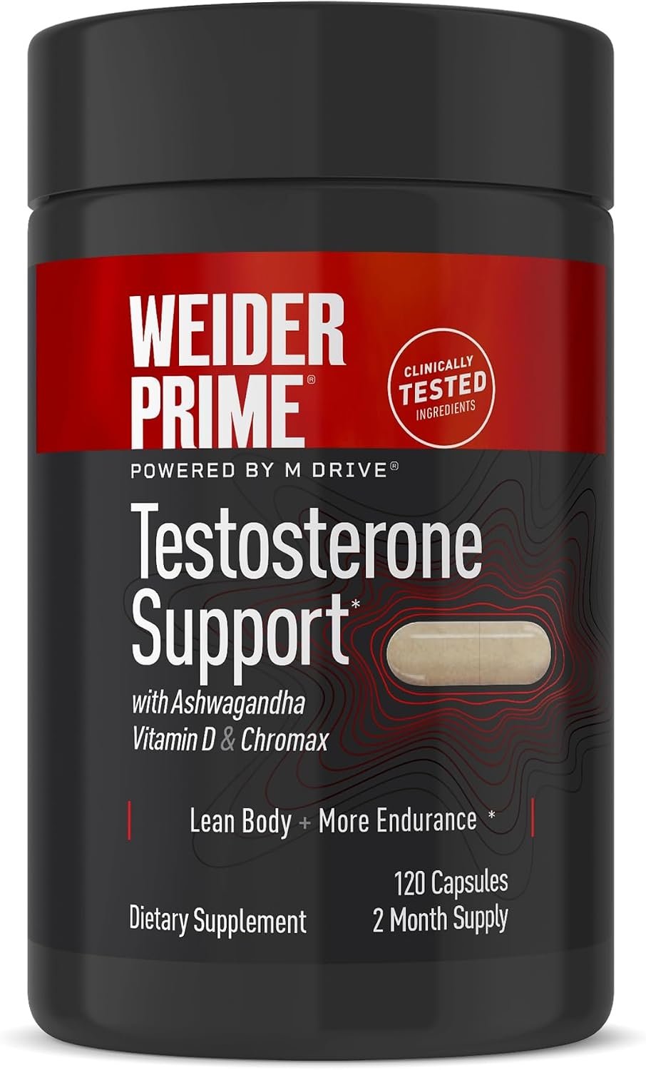 Weider Prime Testosterone Booster, Men’s Health Supplement, 120 Capsules