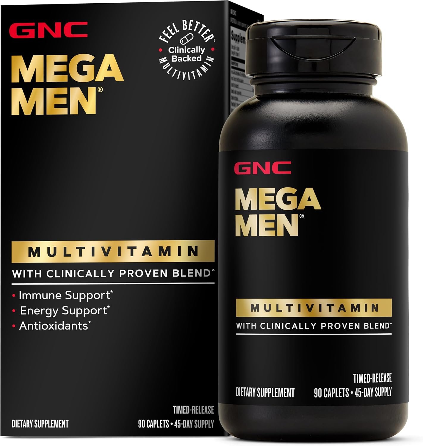 GNC Mega Men Multivitamin Caplets, Timed Release, 90 Caplets