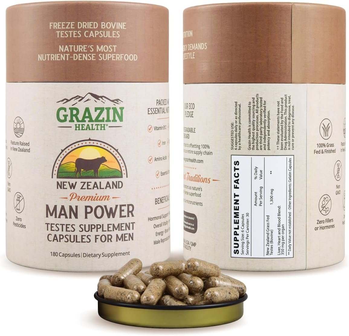 Beef Testes Man Power Capsules 3000mg per Serving 30 Servings