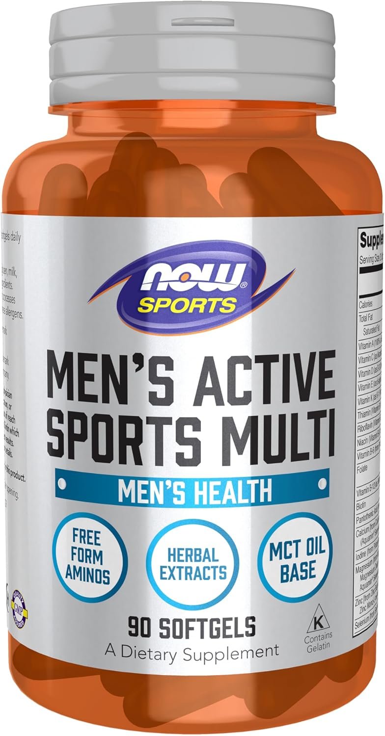 NOW Sports, Men’s Active Sports Multi, Daily Multivitamin, 90 Softgels