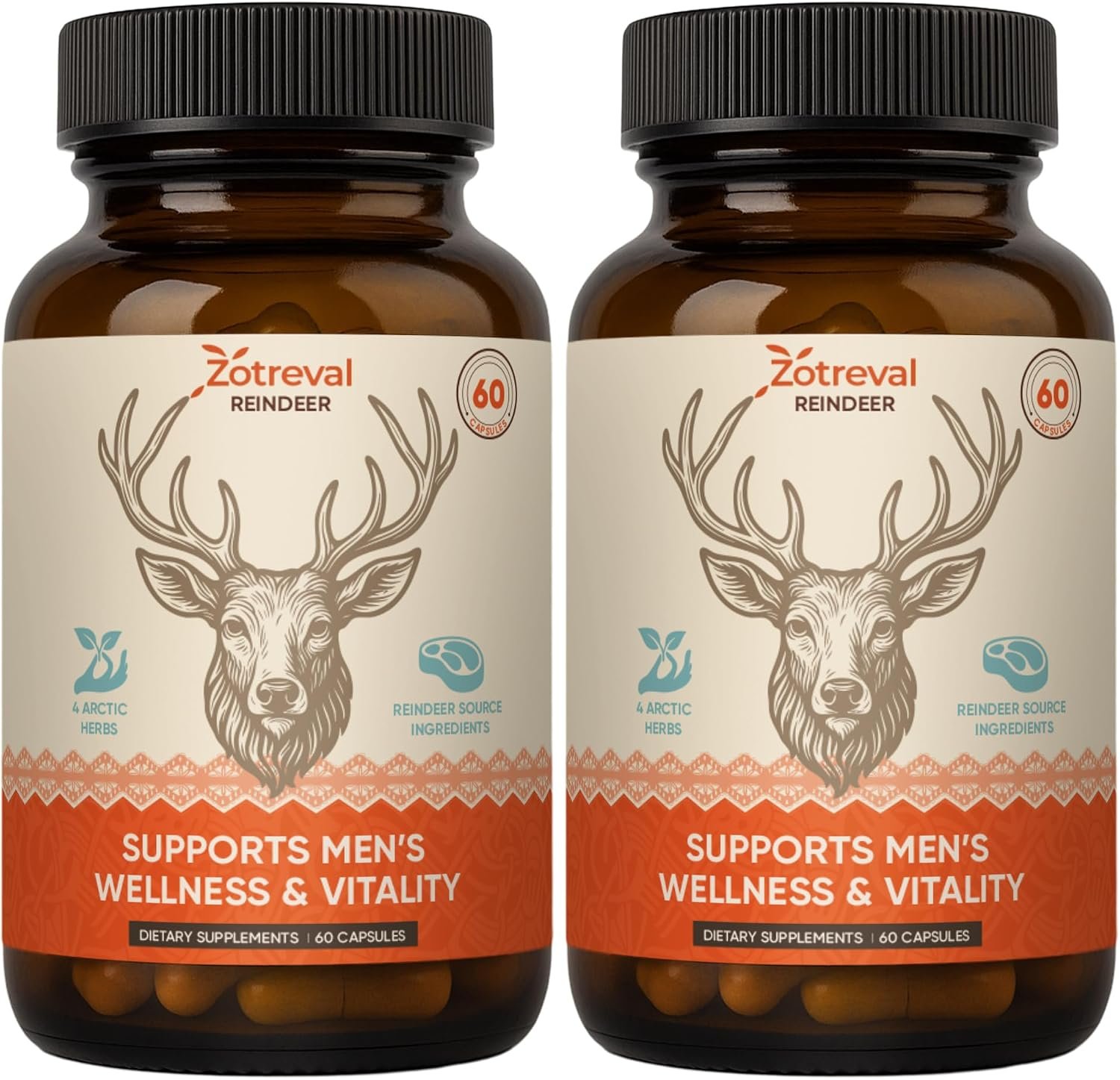 Reindeer Organ Supplement for Men – Arctic Herb & Reindeer Organ Blend – Daily Support for Energy, Stamina & Overall Wellness – 60 Capsules (2 Bottles)